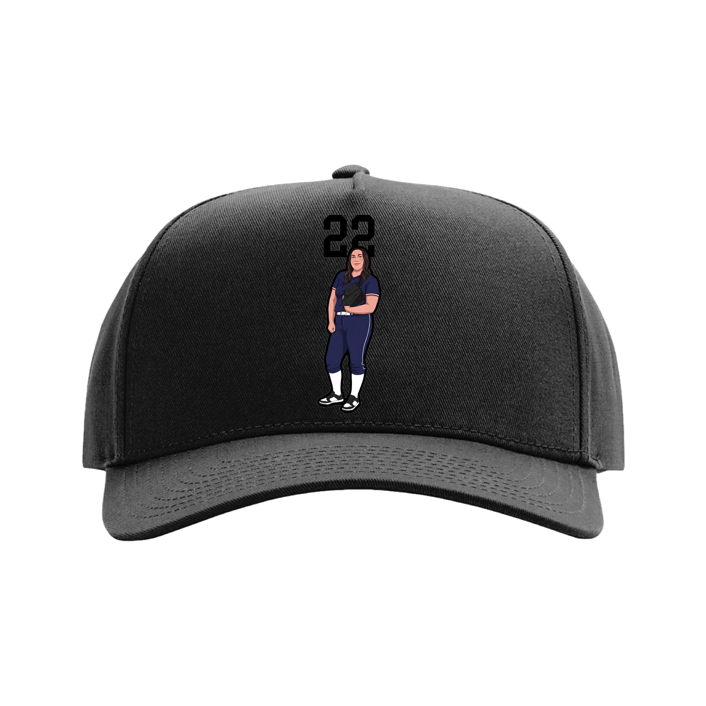 Full Fabric Five-Panel Champ Cap — Number Top in Black