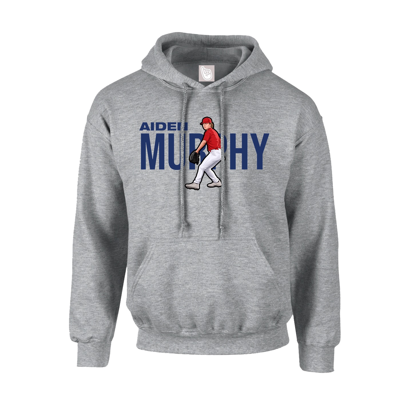 Youth Hoodie — Player Name in Grey