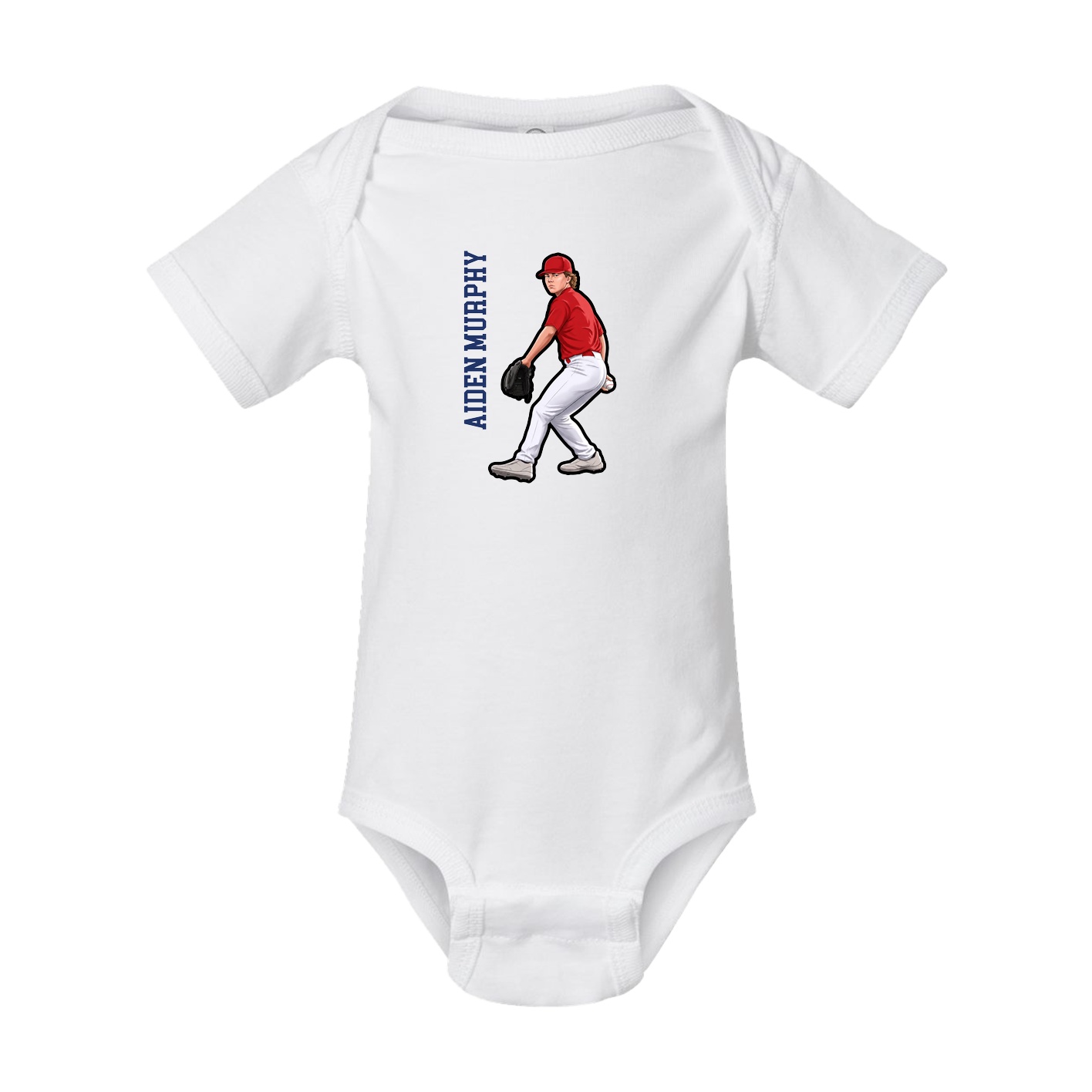Baby Onesie — Name Vertical in White