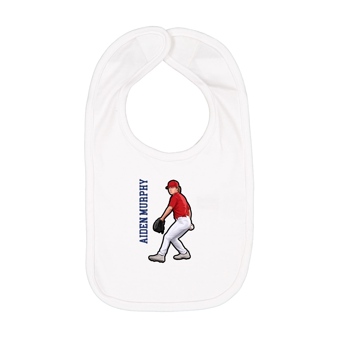Infant Bib — Name Vertical in White