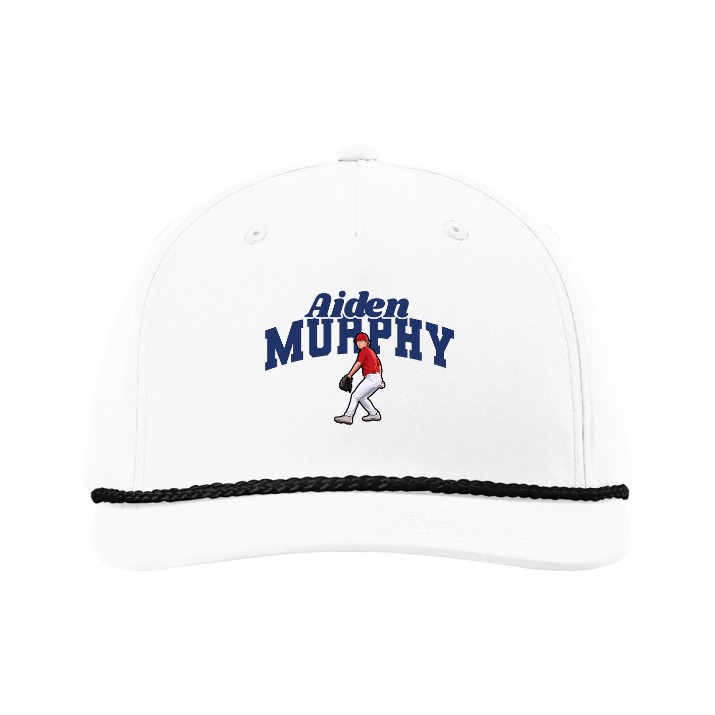 Five-Panel Classic Rope Cap — Signature Arch in White
