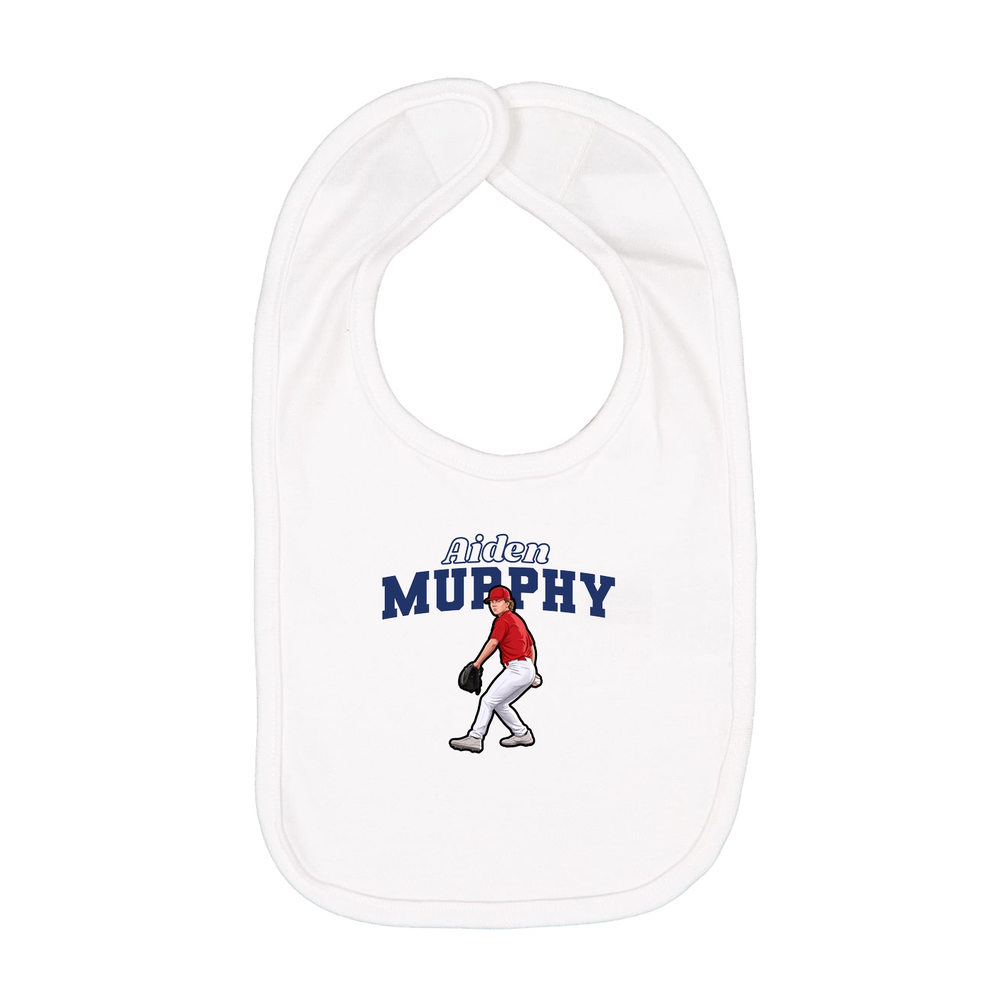 Infant Bib — Name Arch in White
