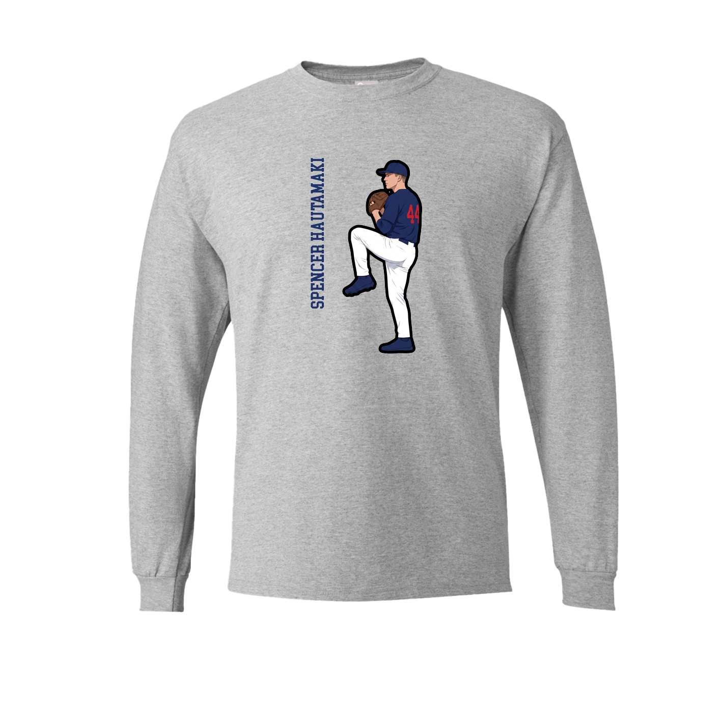 Long Sleeve Tee — Name Vertical in Grey