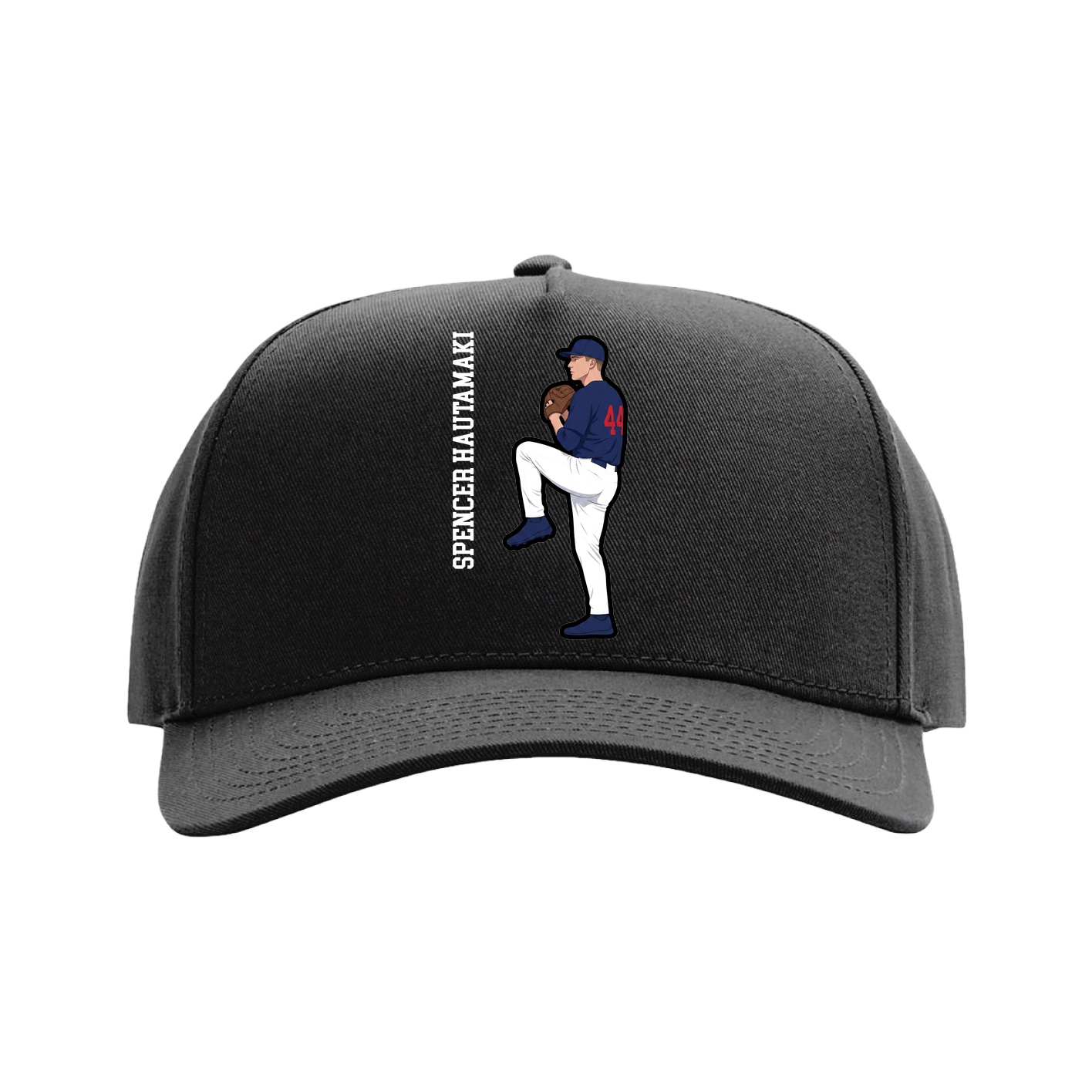 Full Fabric Five-Panel Champ Cap — Name Vertical in Black