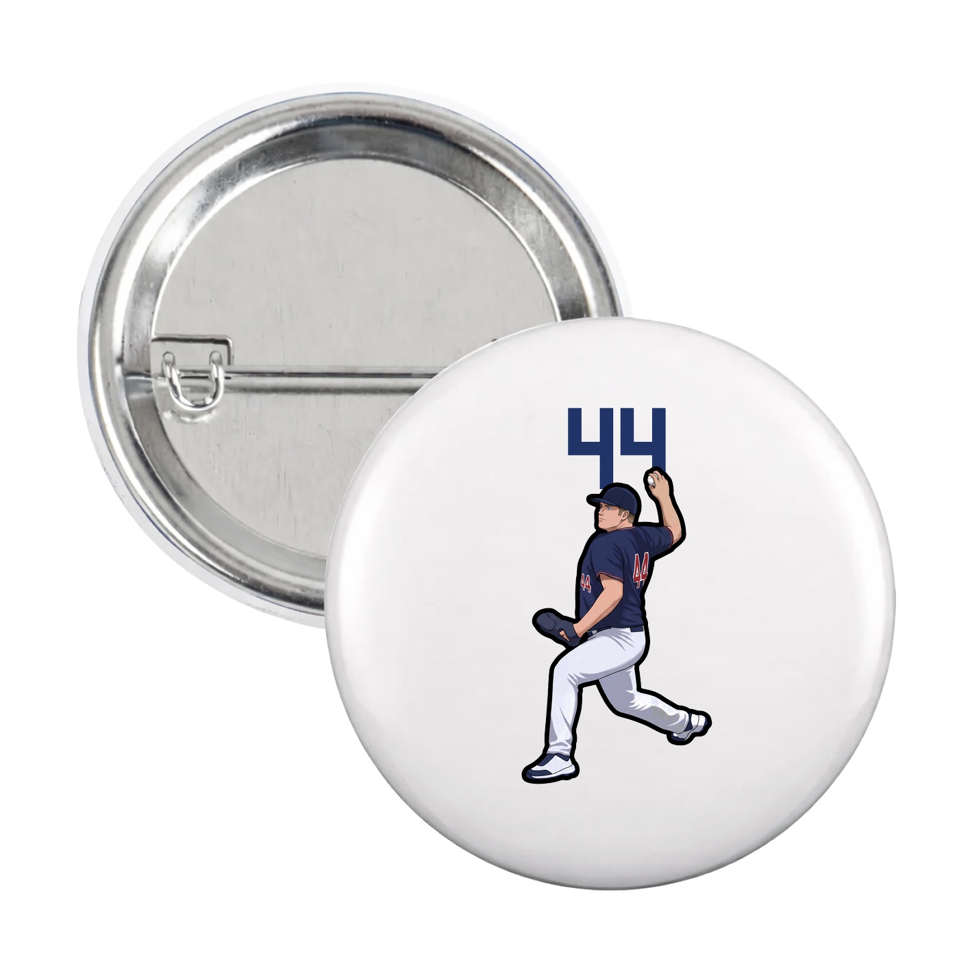 Game Day Button — Number Top in White