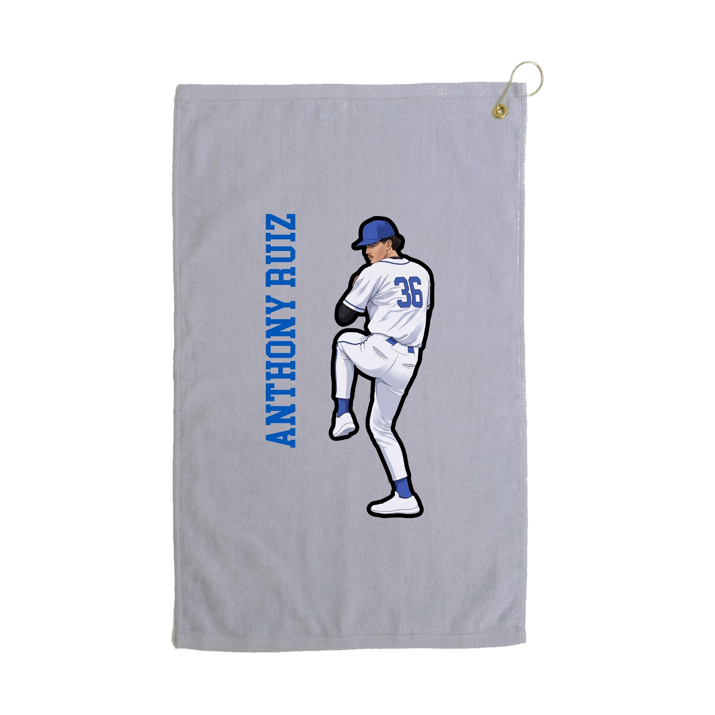 Golf Towel — Name Vertical in Grey