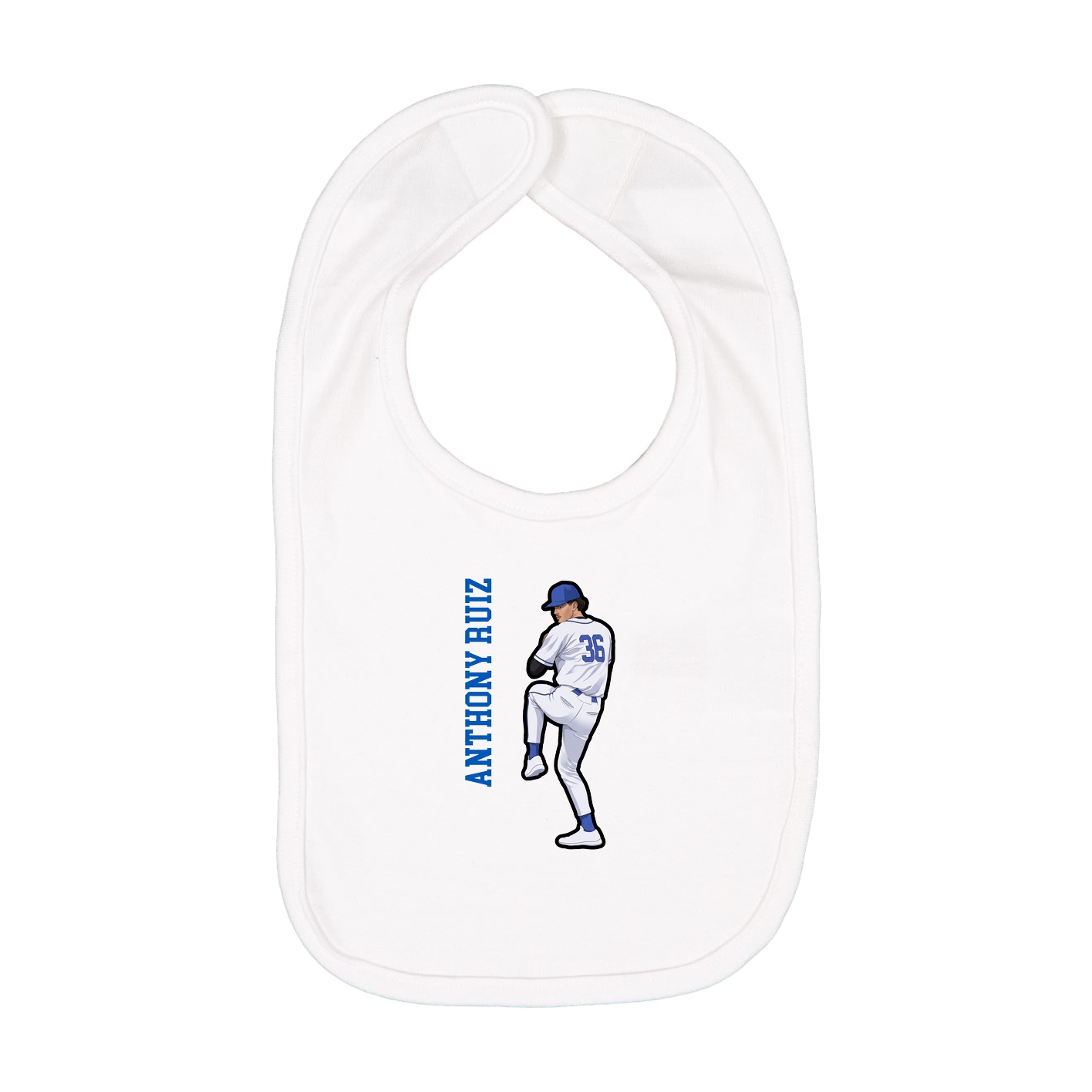 Infant Bib — Name Vertical in White