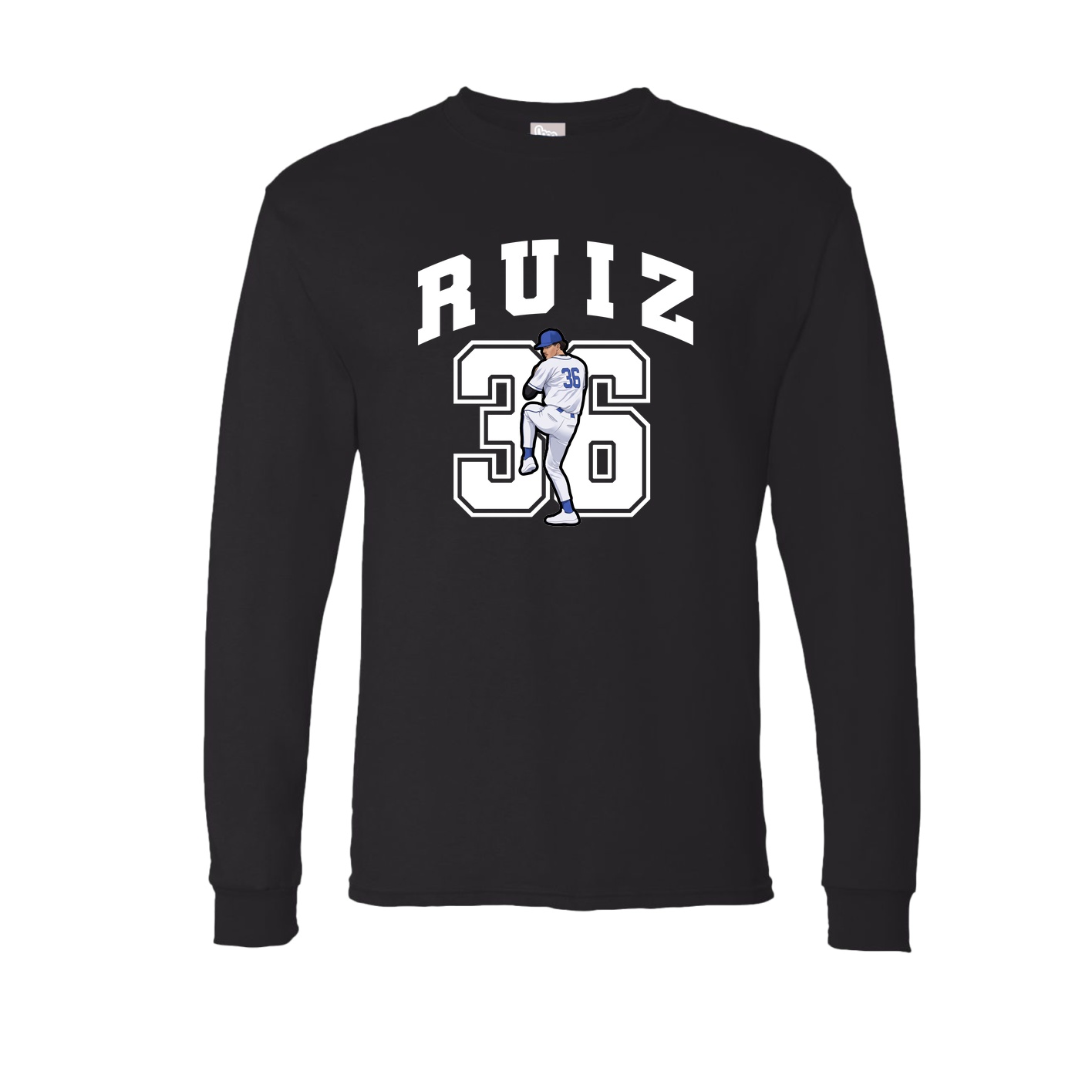 Long Sleeve Tee — Number in Black