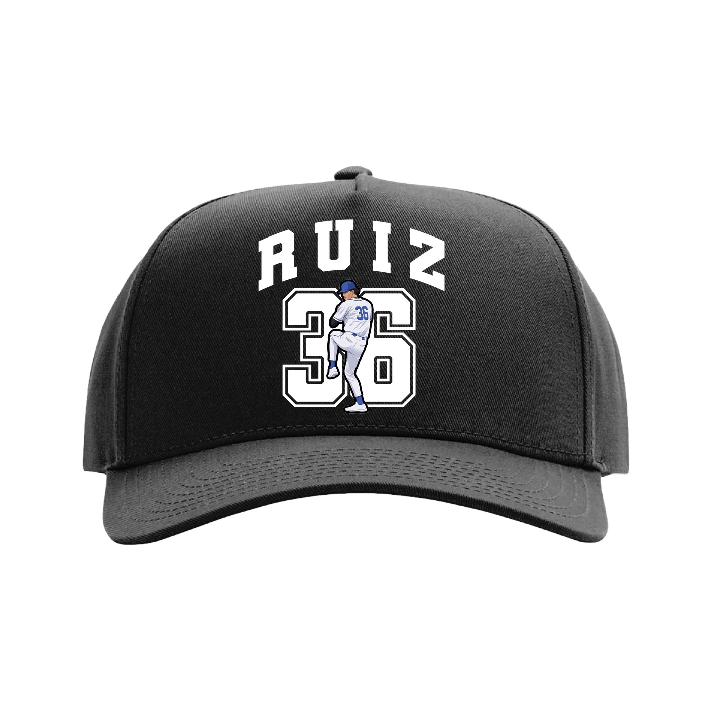 Full Fabric Five-Panel Champ Cap — Number in Black