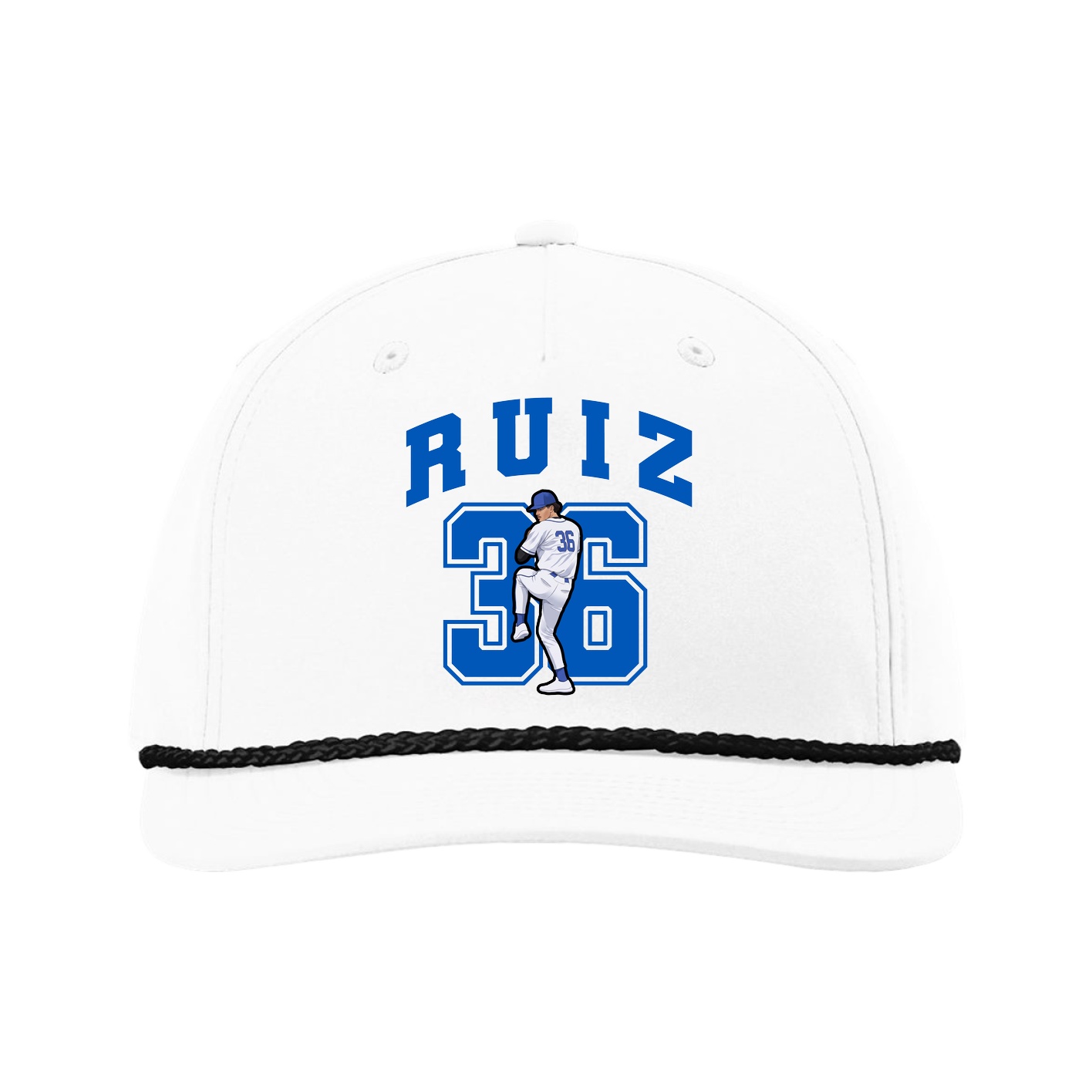 Five-Panel Classic Rope Cap — Number in White