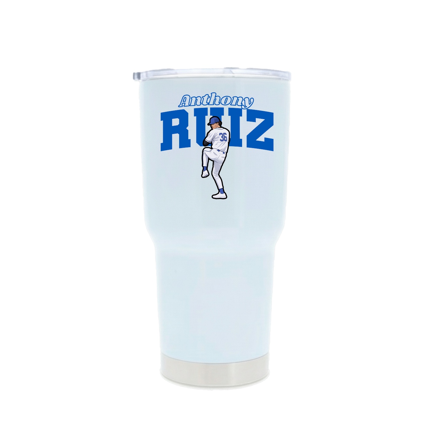 30oz Stainless Steel Tumbler — Name Arch in White