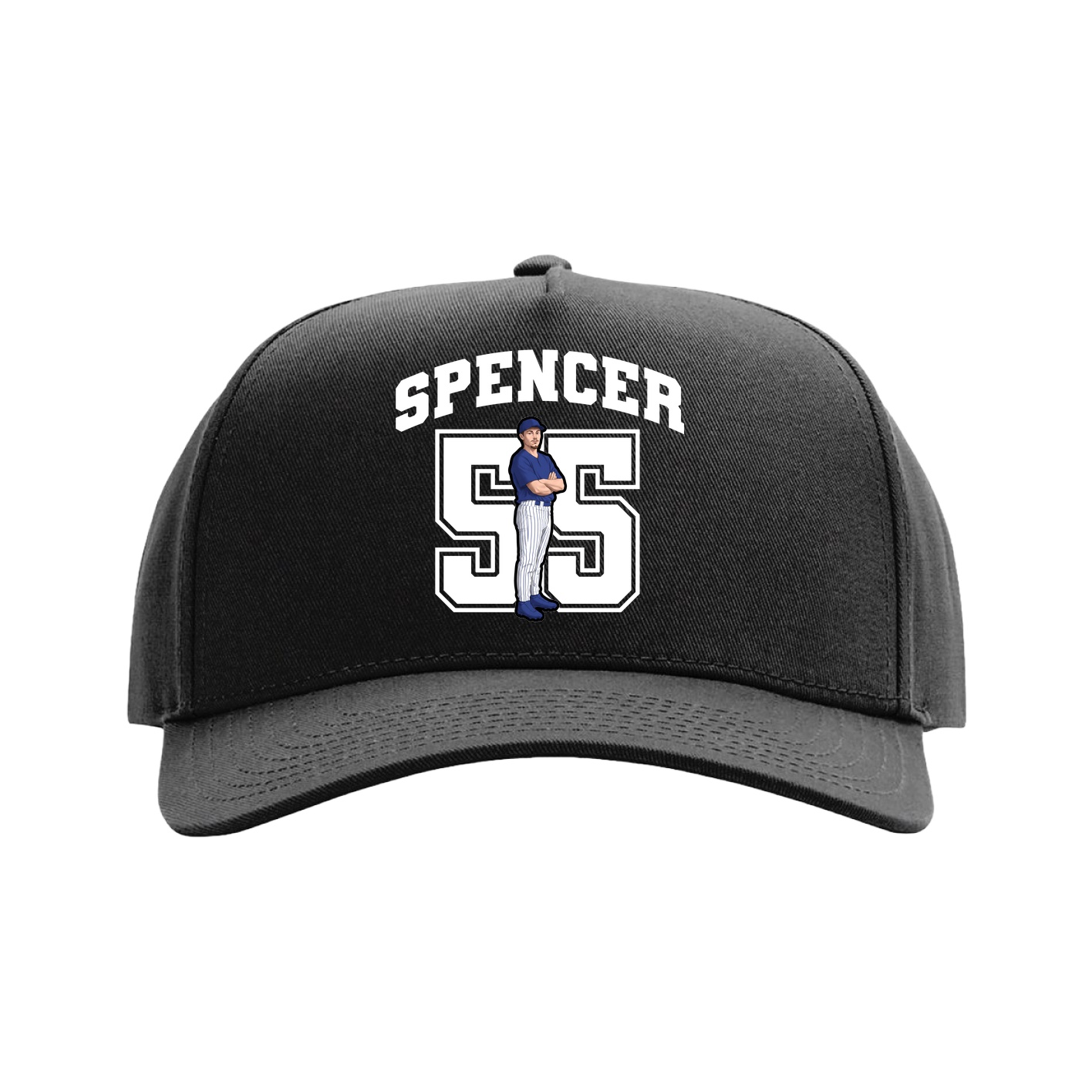 Full Fabric Five-Panel Champ Cap — Number in Black