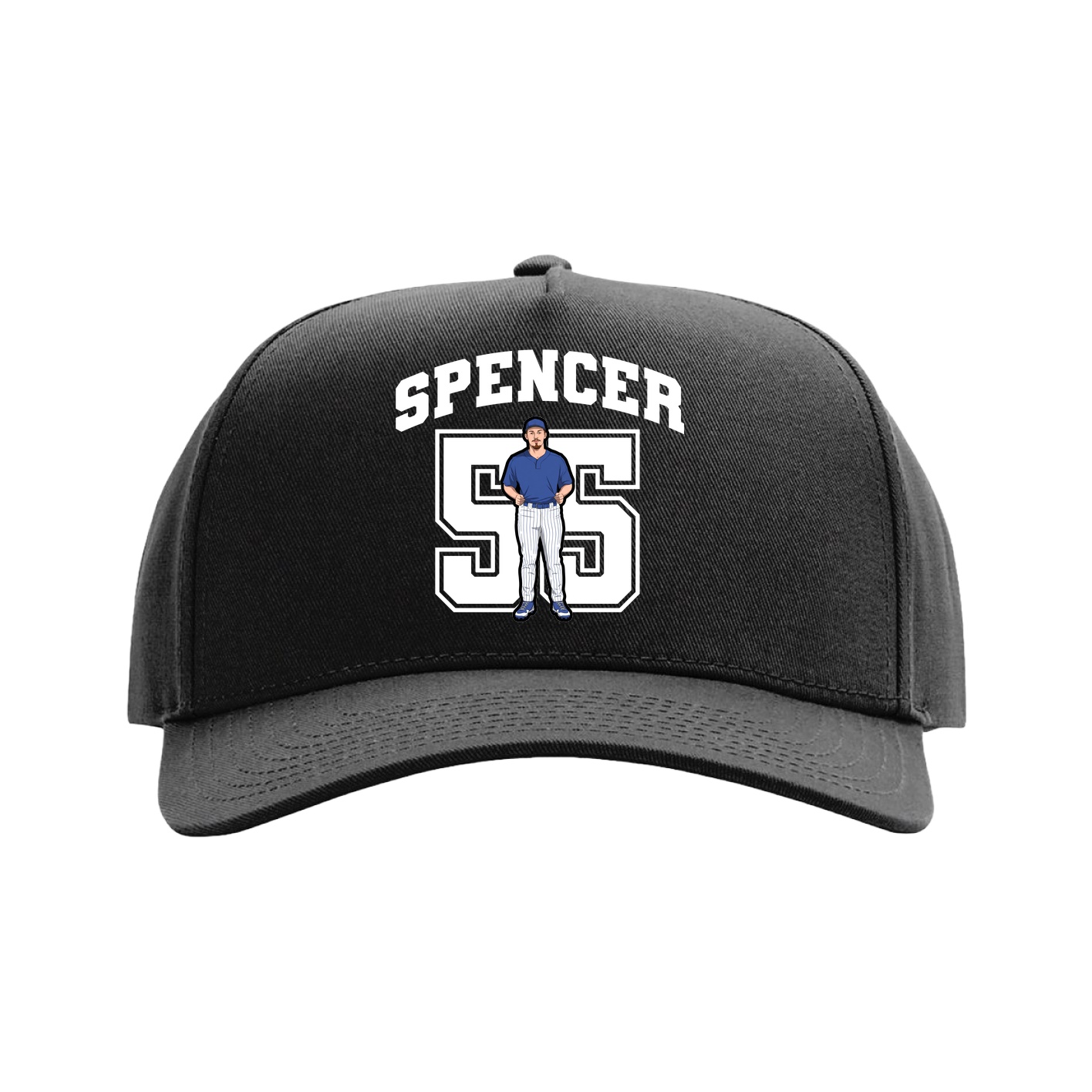 Full Fabric Five-Panel Champ Cap — Number in Black