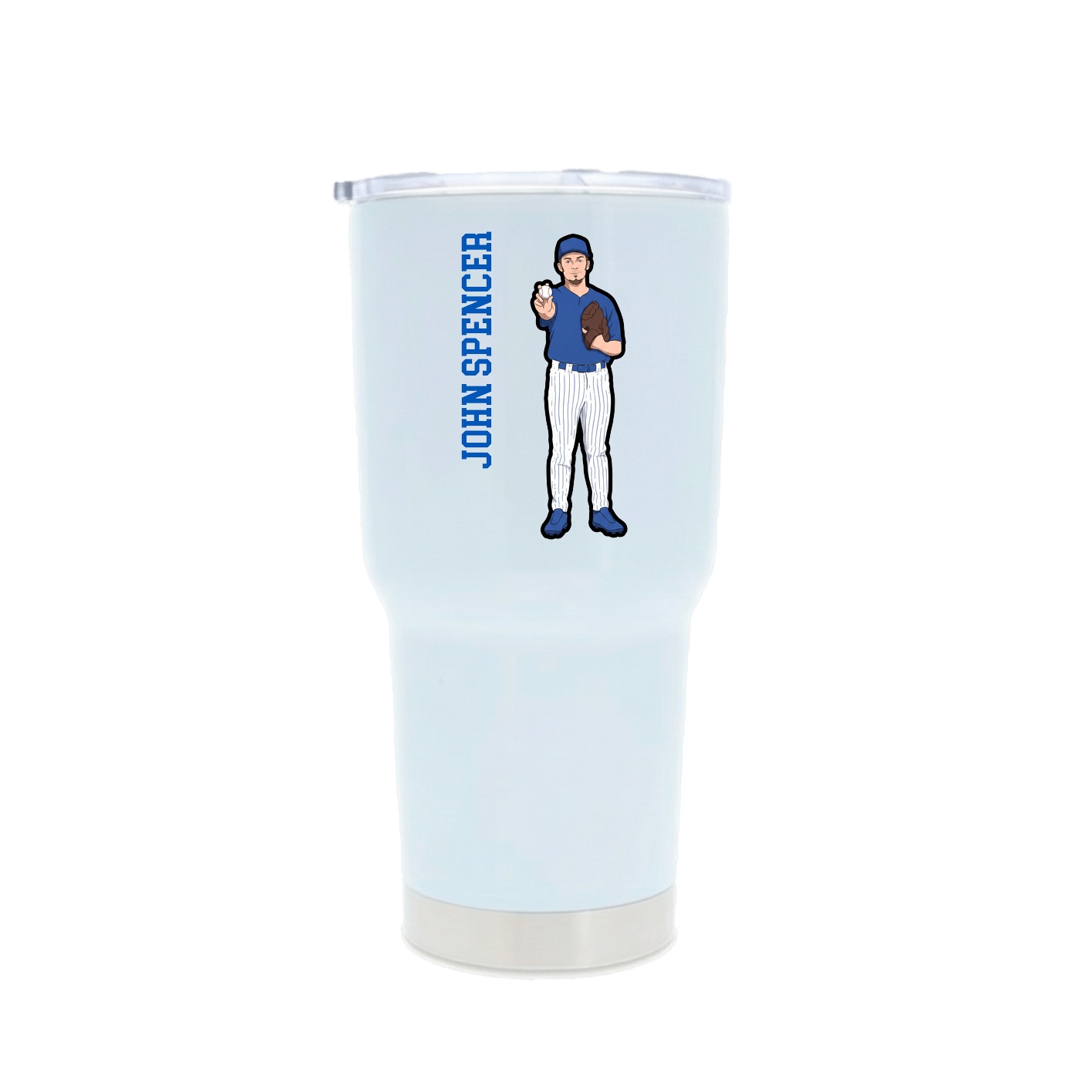 30oz Stainless Steel Tumbler — Name Vertical in White