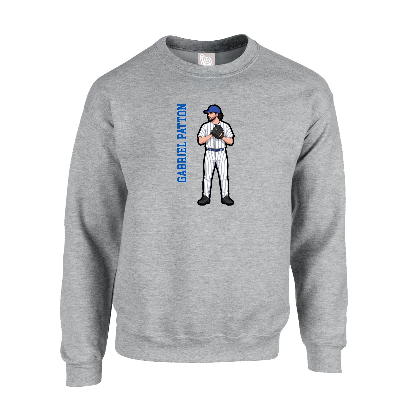 Fleece Crew — Name Vertical in Grey