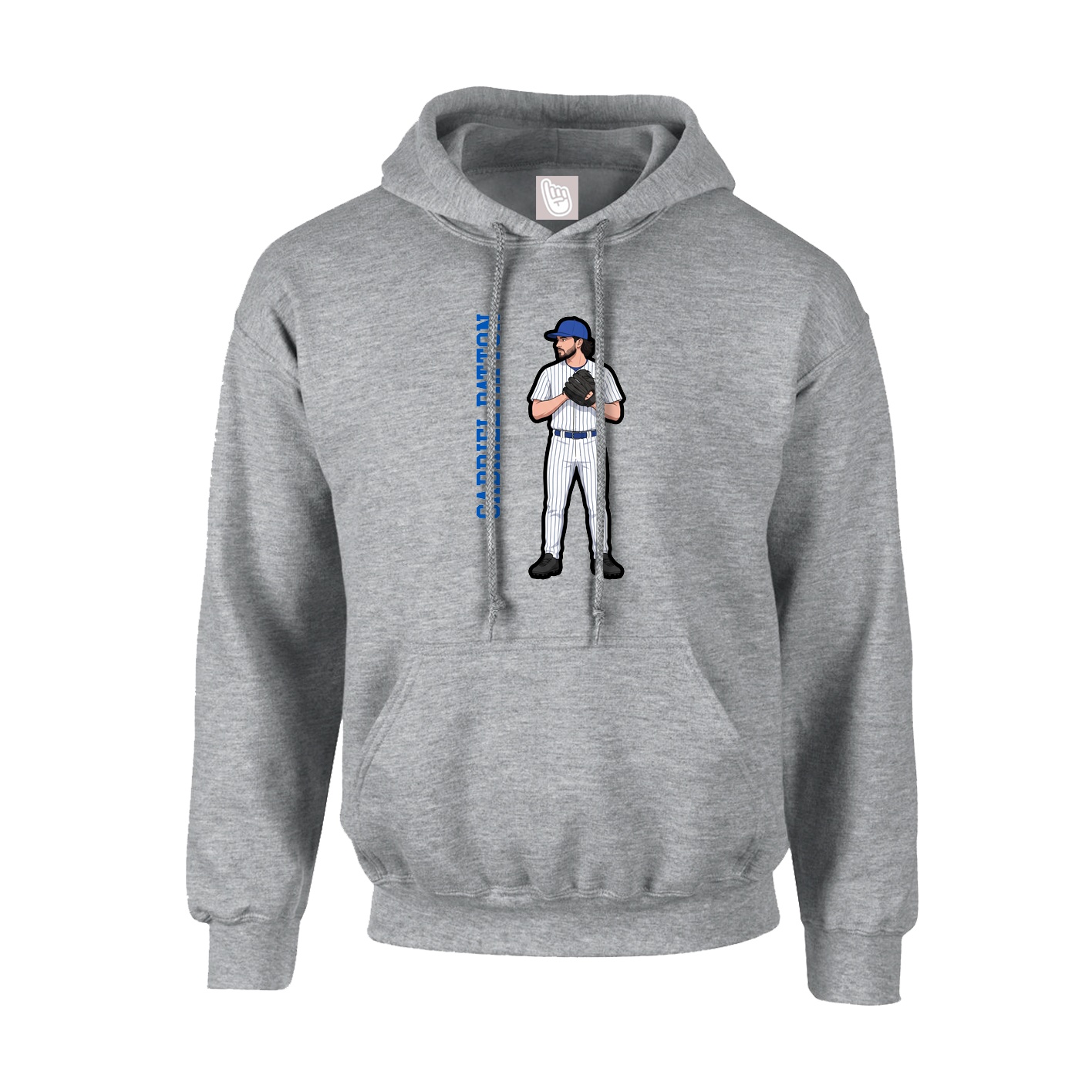 Youth Hoodie — Name Vertical in Grey