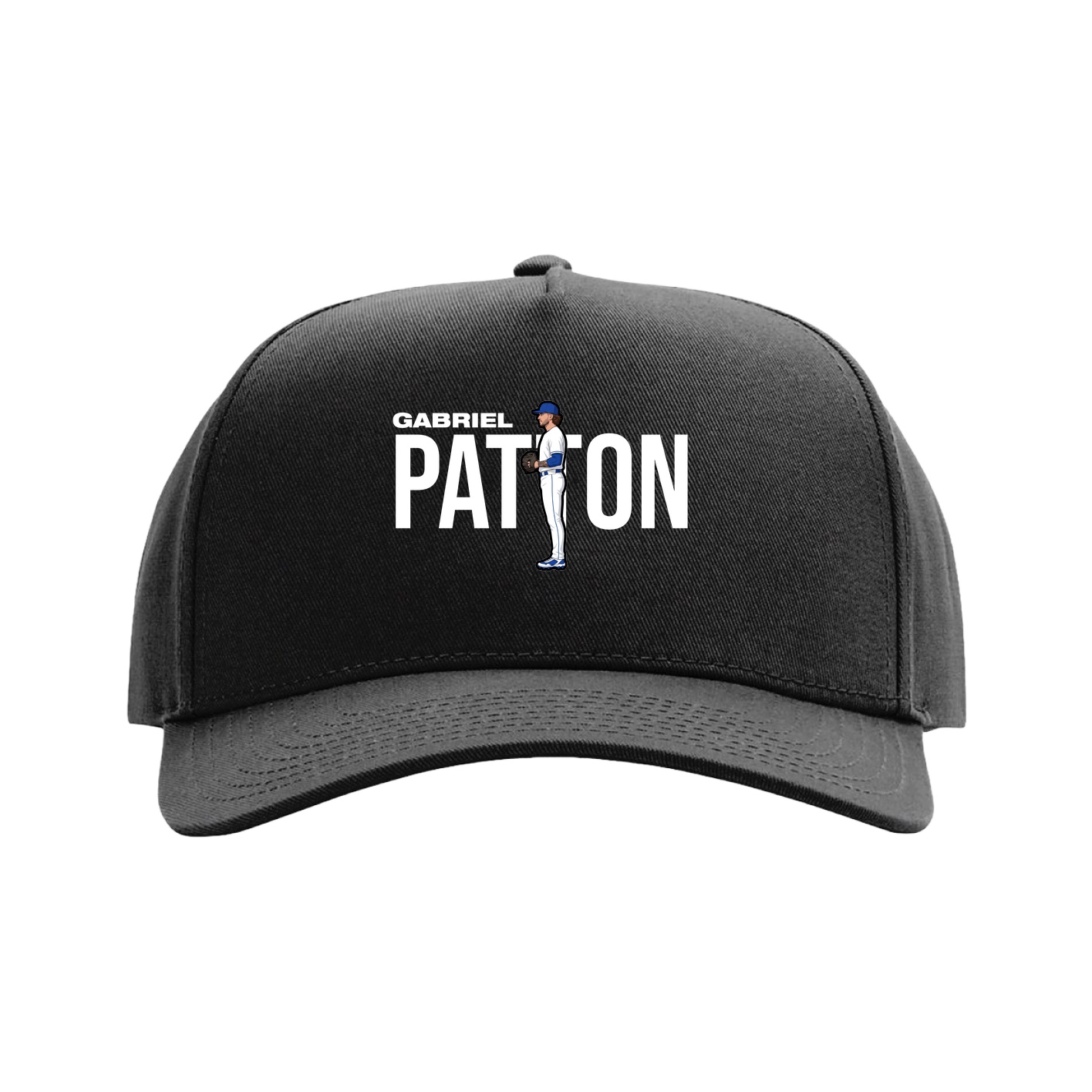 Full Fabric Five-Panel Champ Cap — Player Name in Black