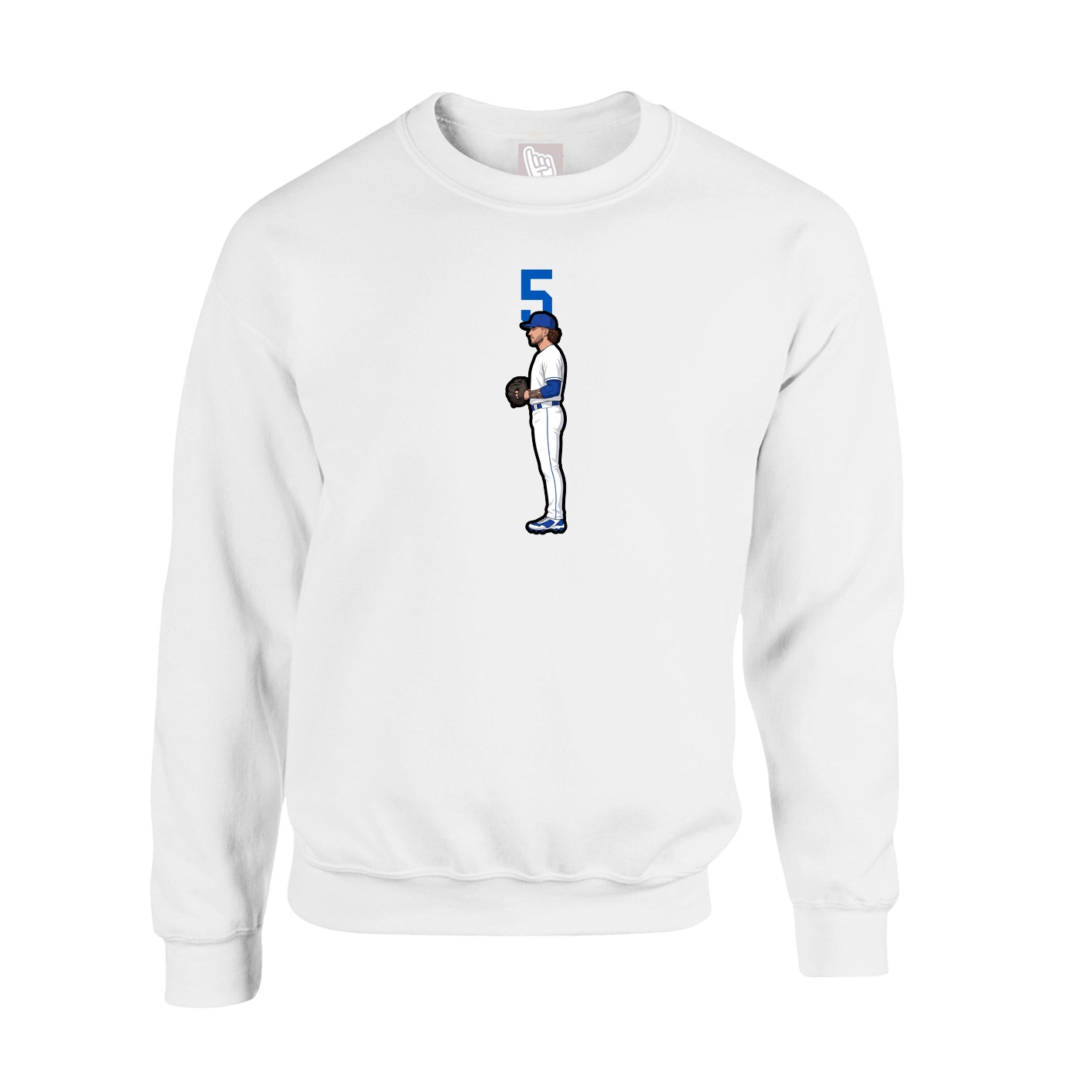 Fleece Crew — Number Top in White