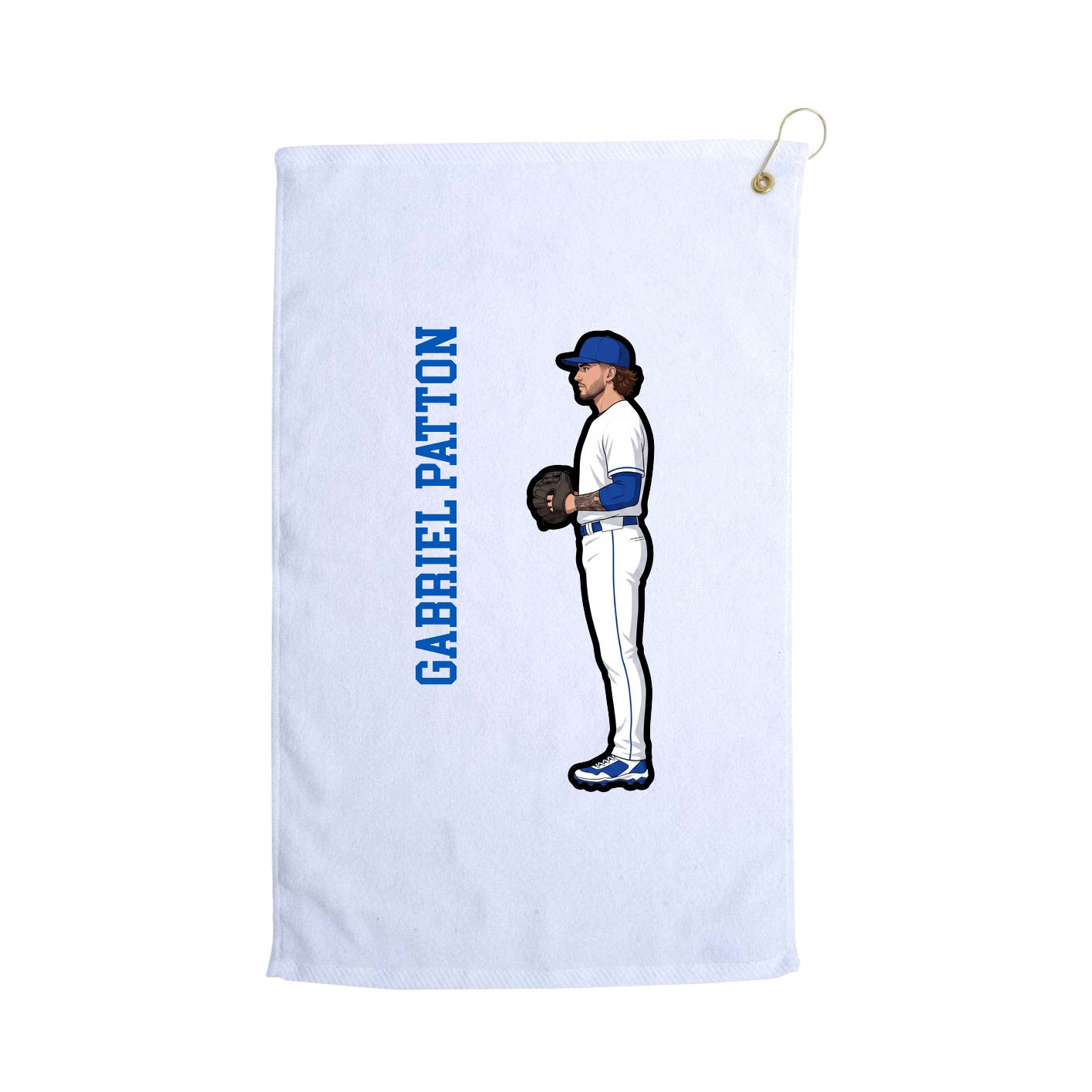 Golf Towel — Name Vertical in White