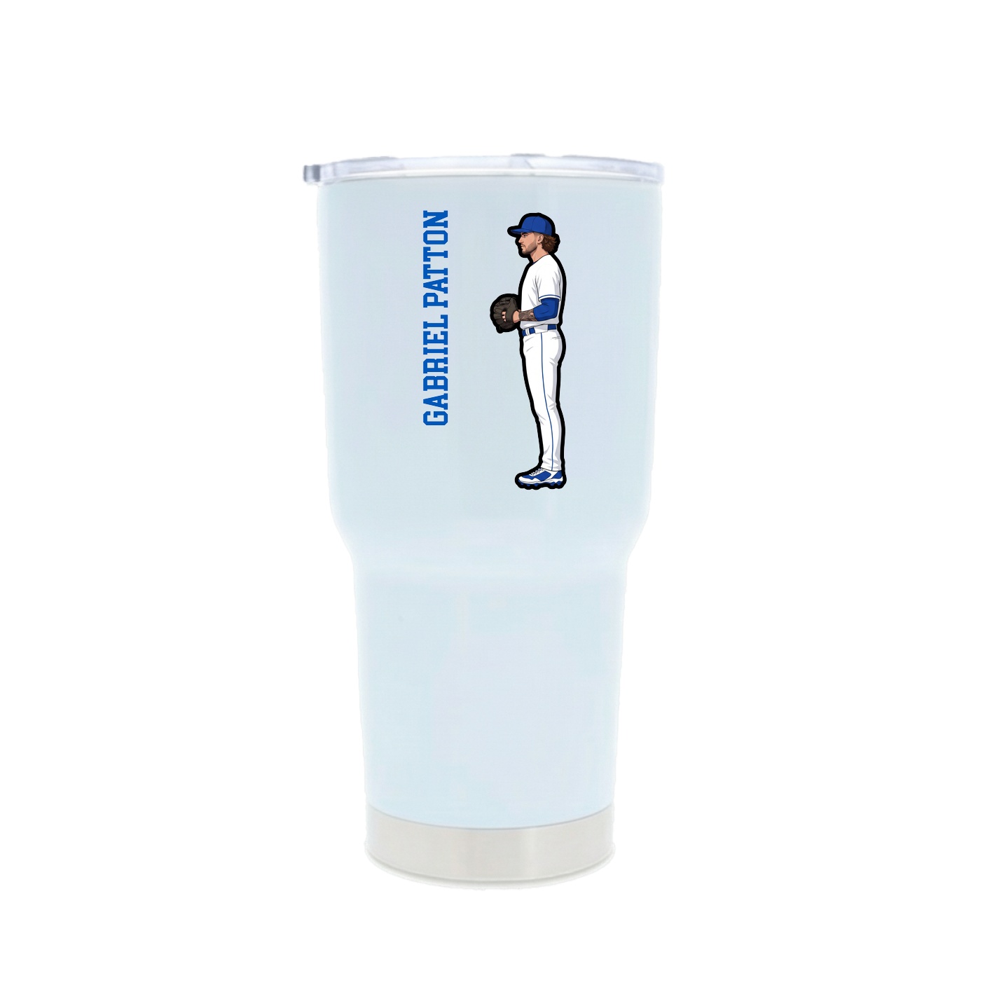 30oz Stainless Steel Tumbler — Name Vertical in White