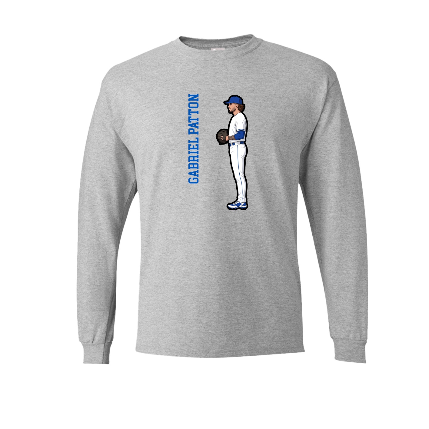 Long Sleeve Tee — Name Vertical in Grey
