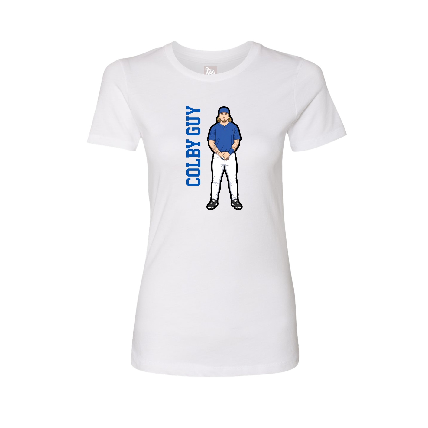 Fitted Women's Tee — Name Vertical in White