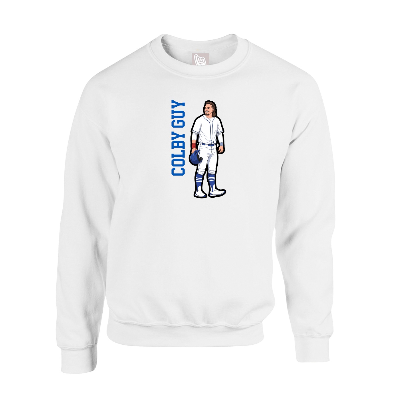 Fleece Crew — Name Vertical in White