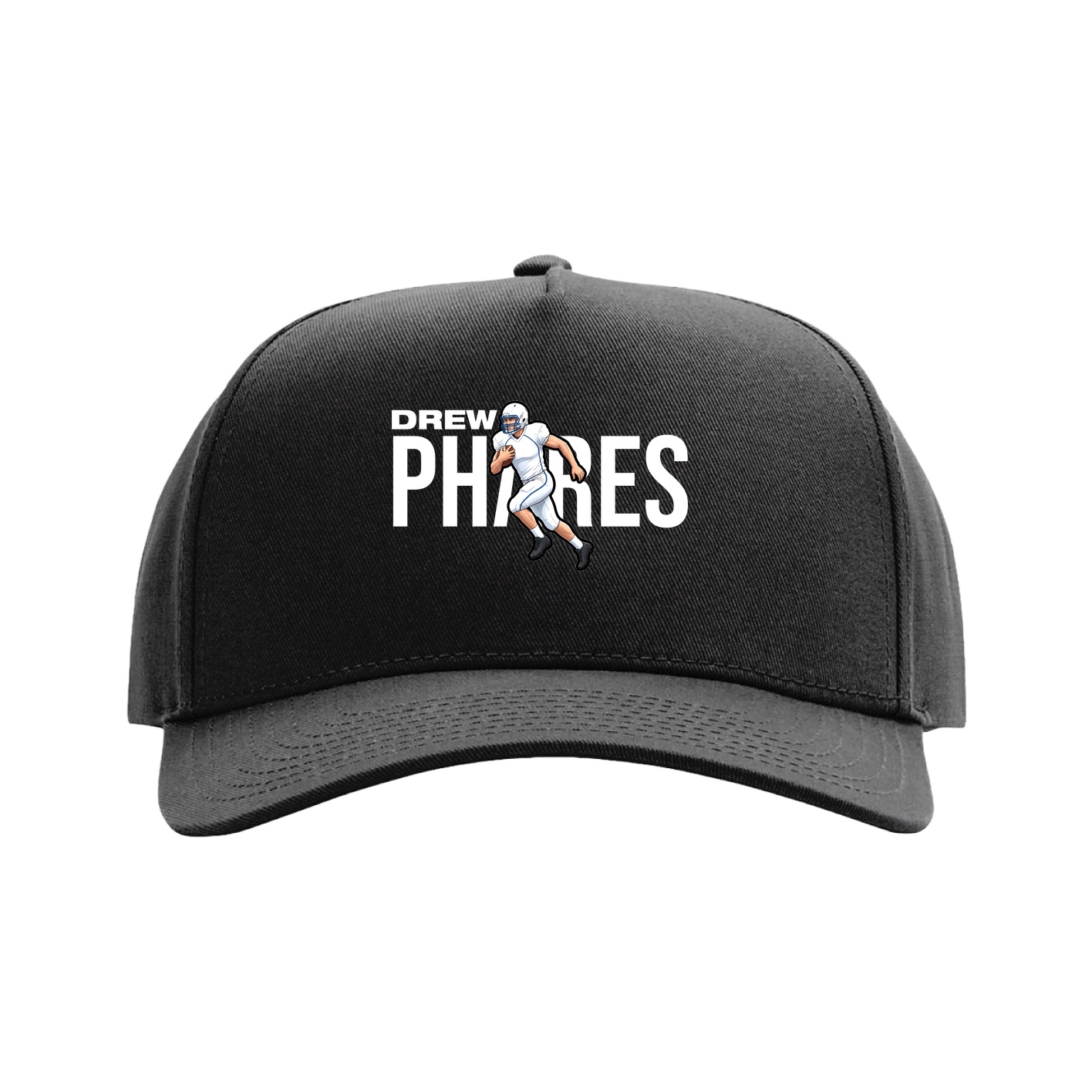 Full Fabric Five-Panel Champ Cap — Player Name in Black