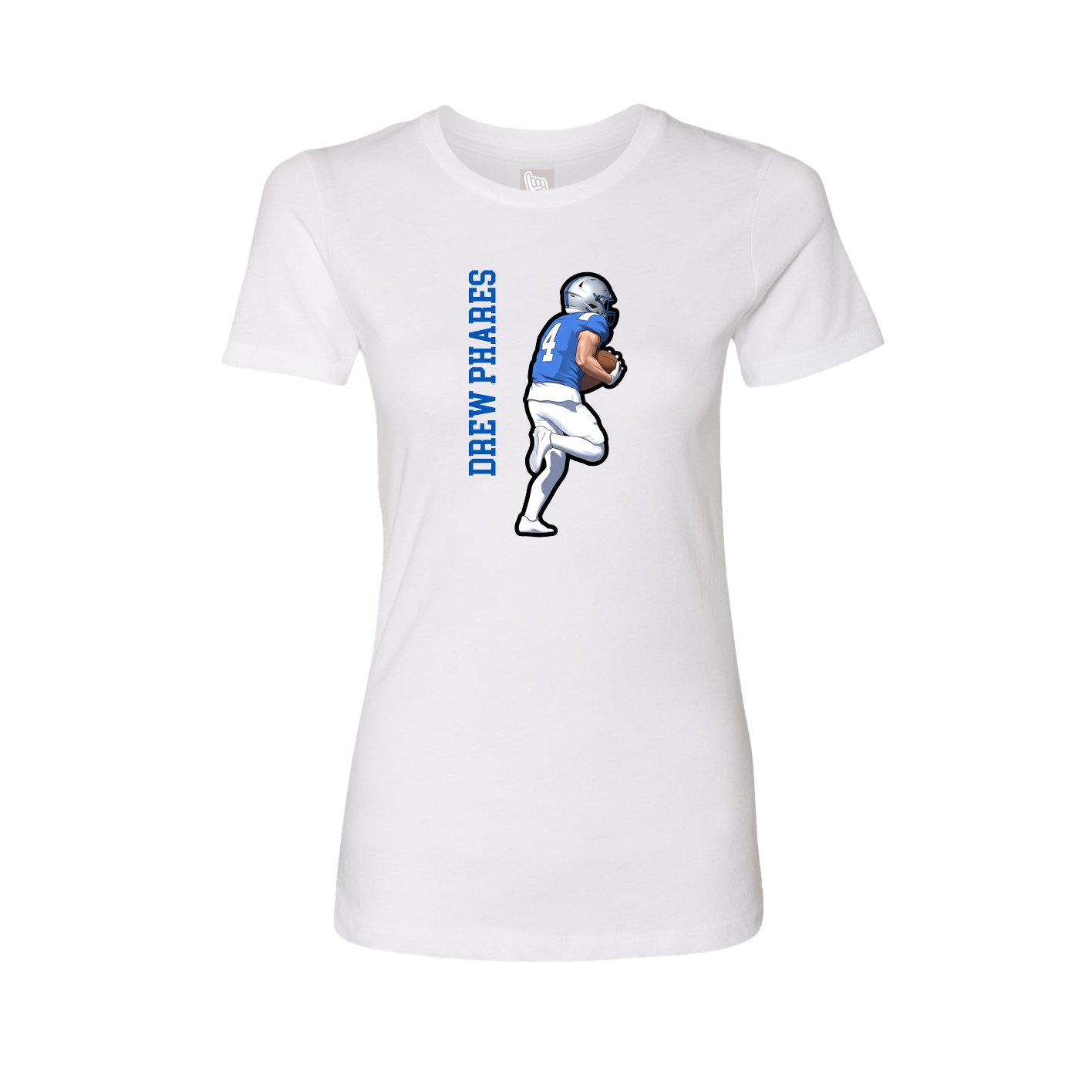 Fitted Women's Tee — Name Vertical in White