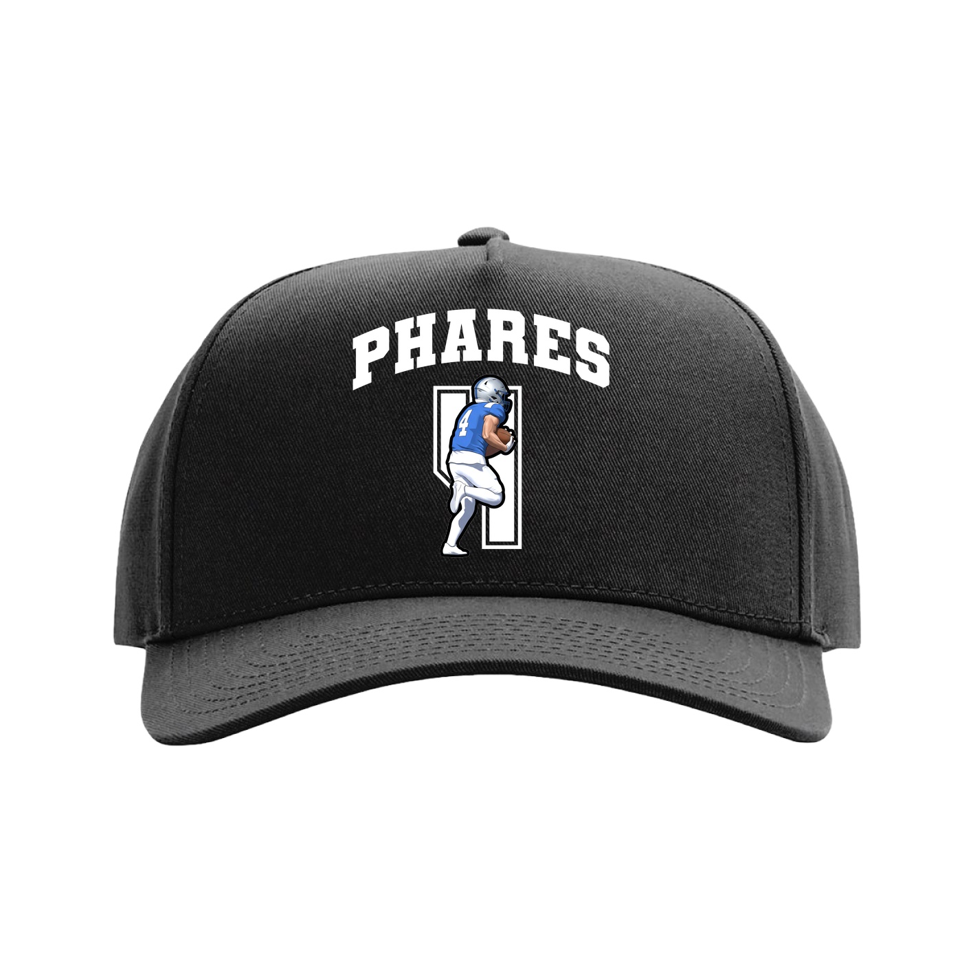 Full Fabric Five-Panel Champ Cap — Number in Black