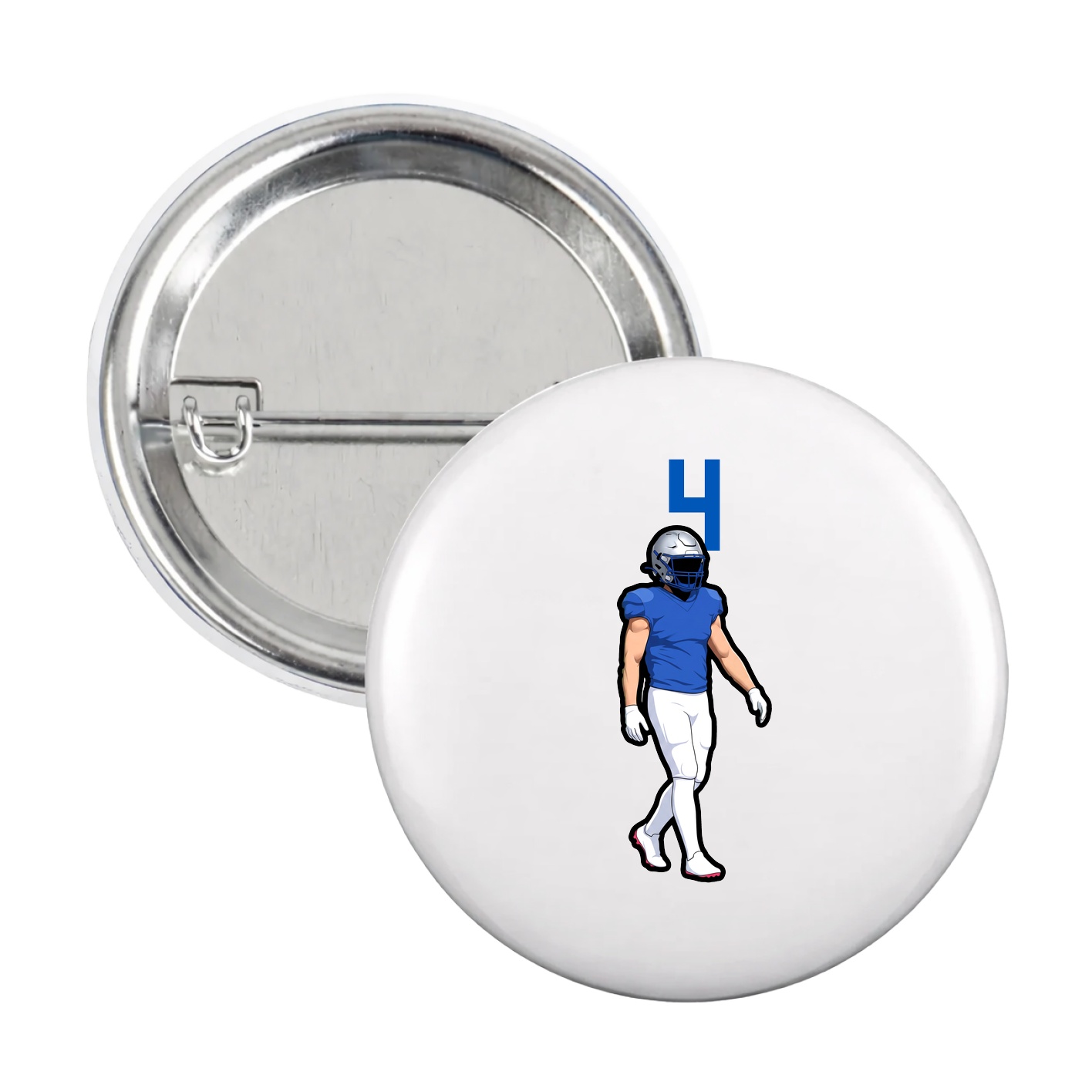 Game Day Button — Number Top in White