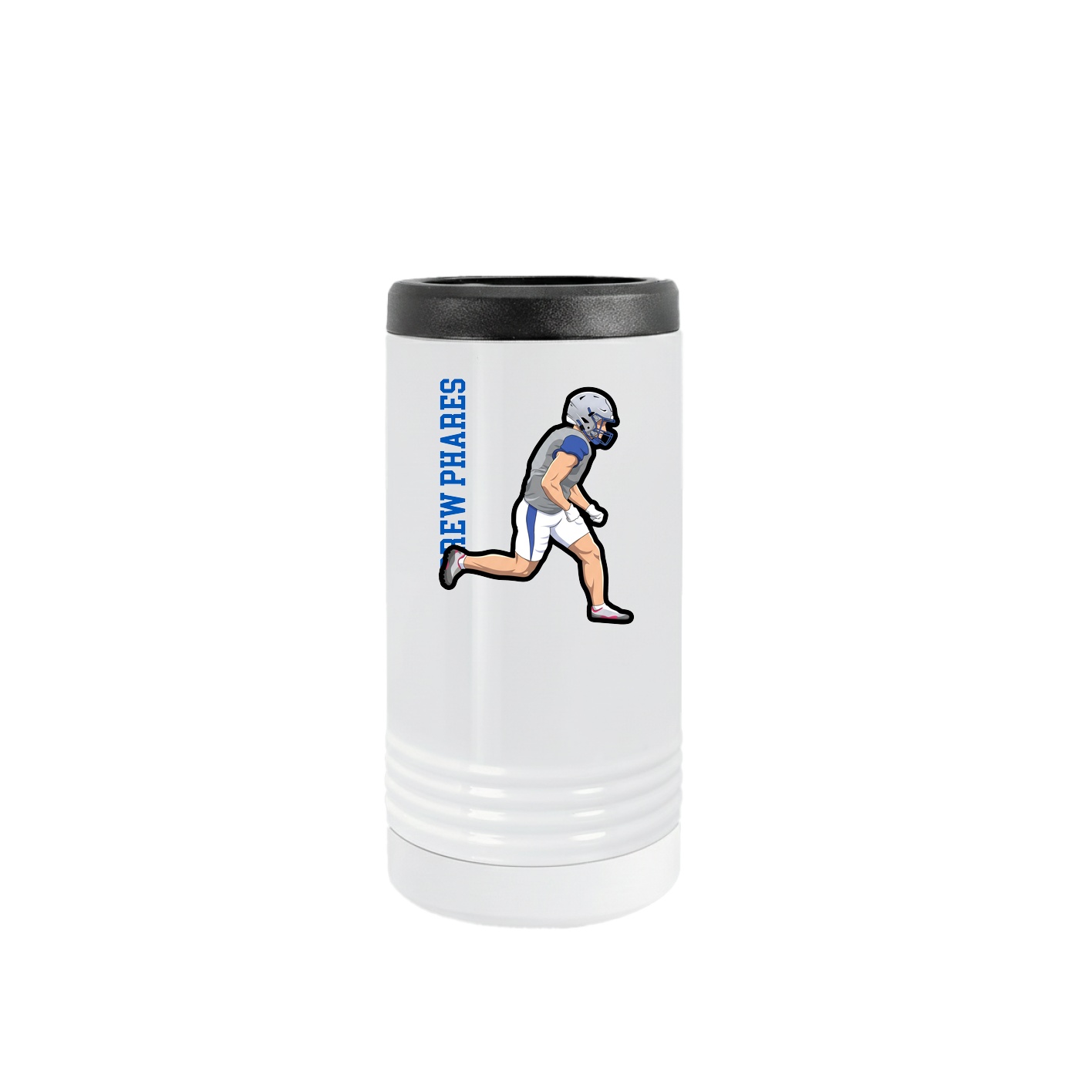 Slim Beverage Holder — Name Vertical in White