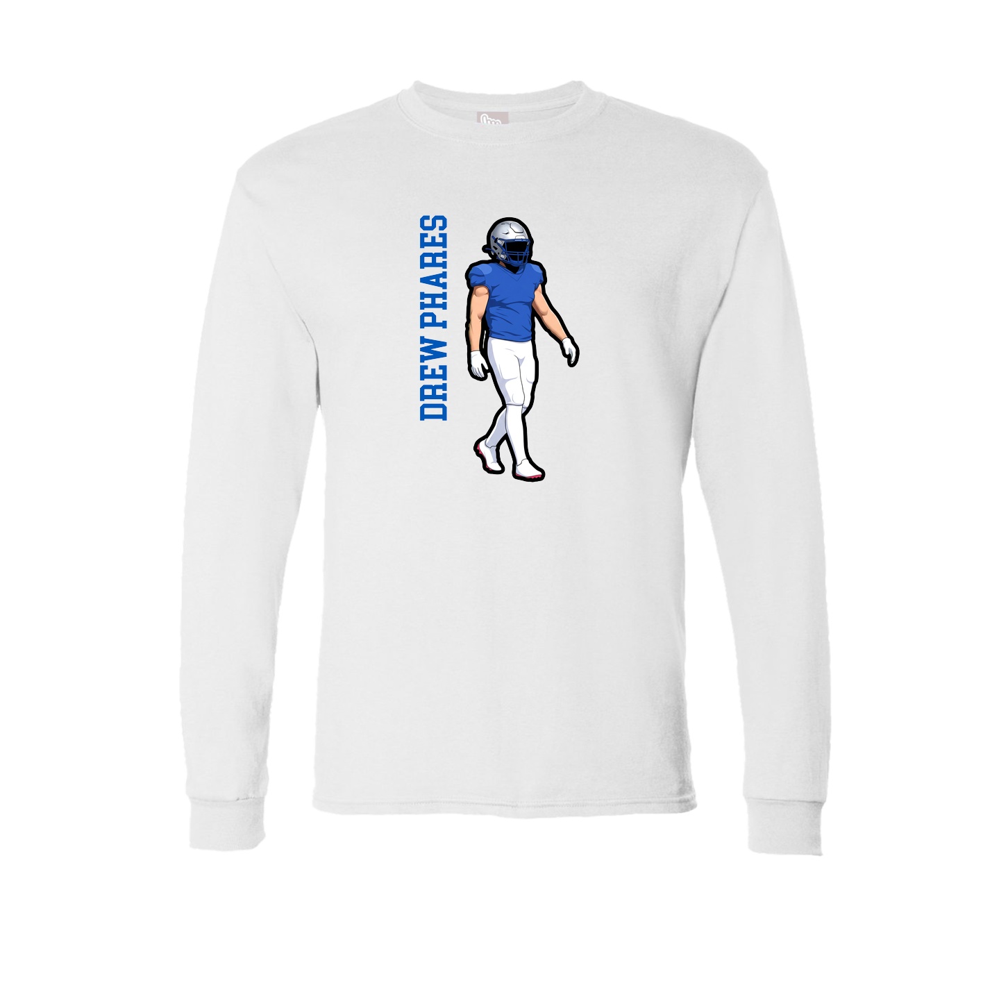 Long Sleeve Tee — Name Vertical in White