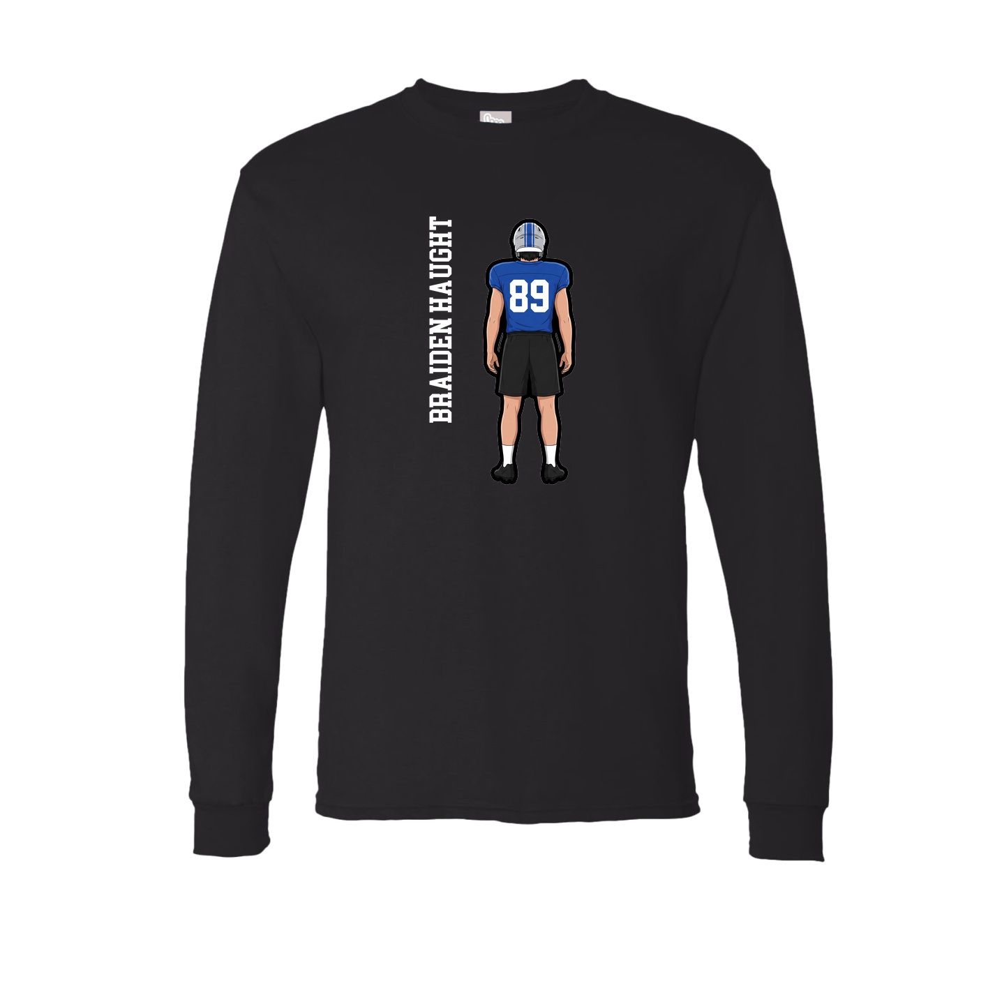 Long Sleeve Tee — Name Vertical in Black