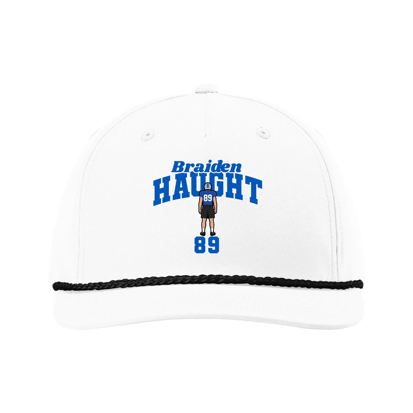 Five-Panel Classic Rope Cap — Signature Arch in White