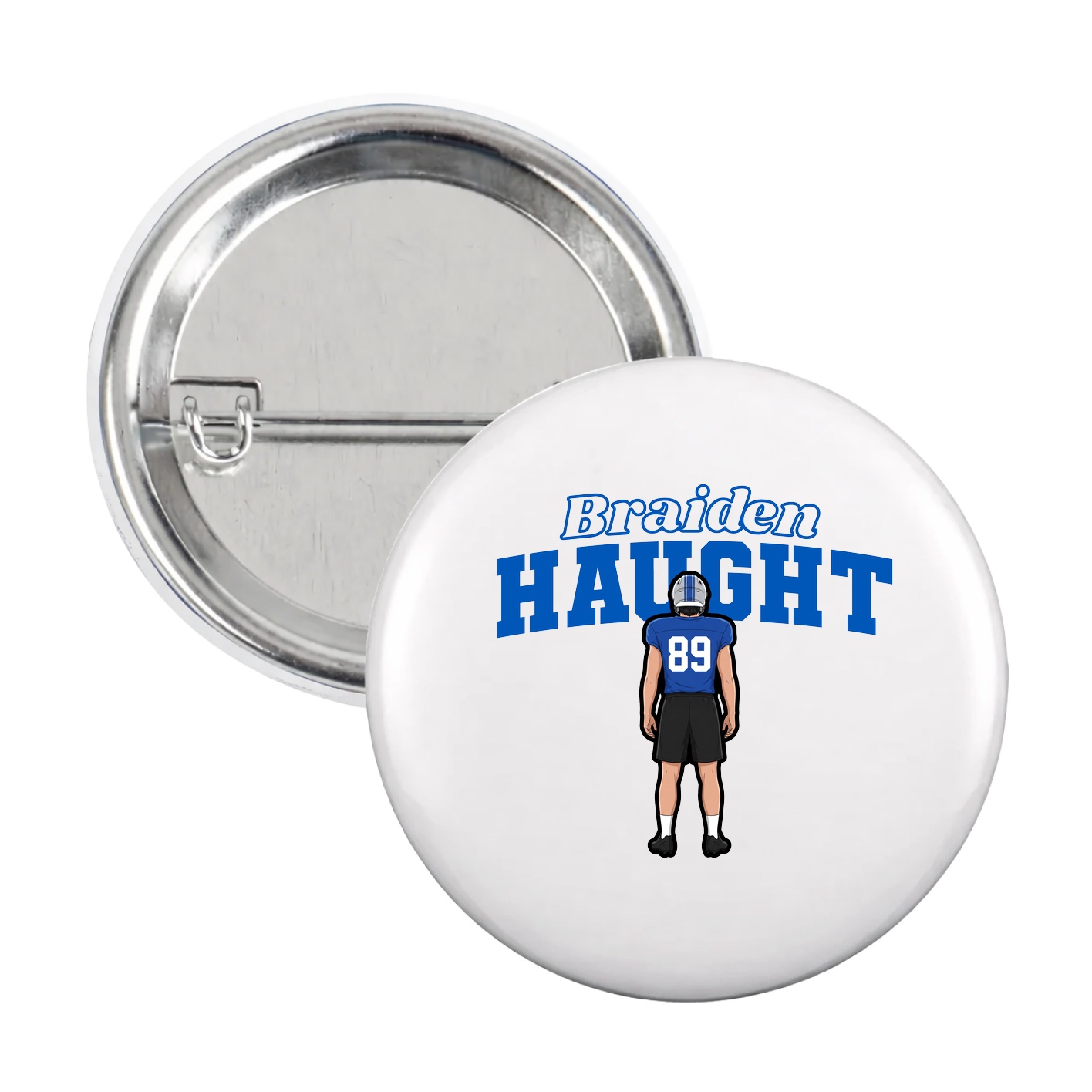 Game Day Button — Name Arch in White