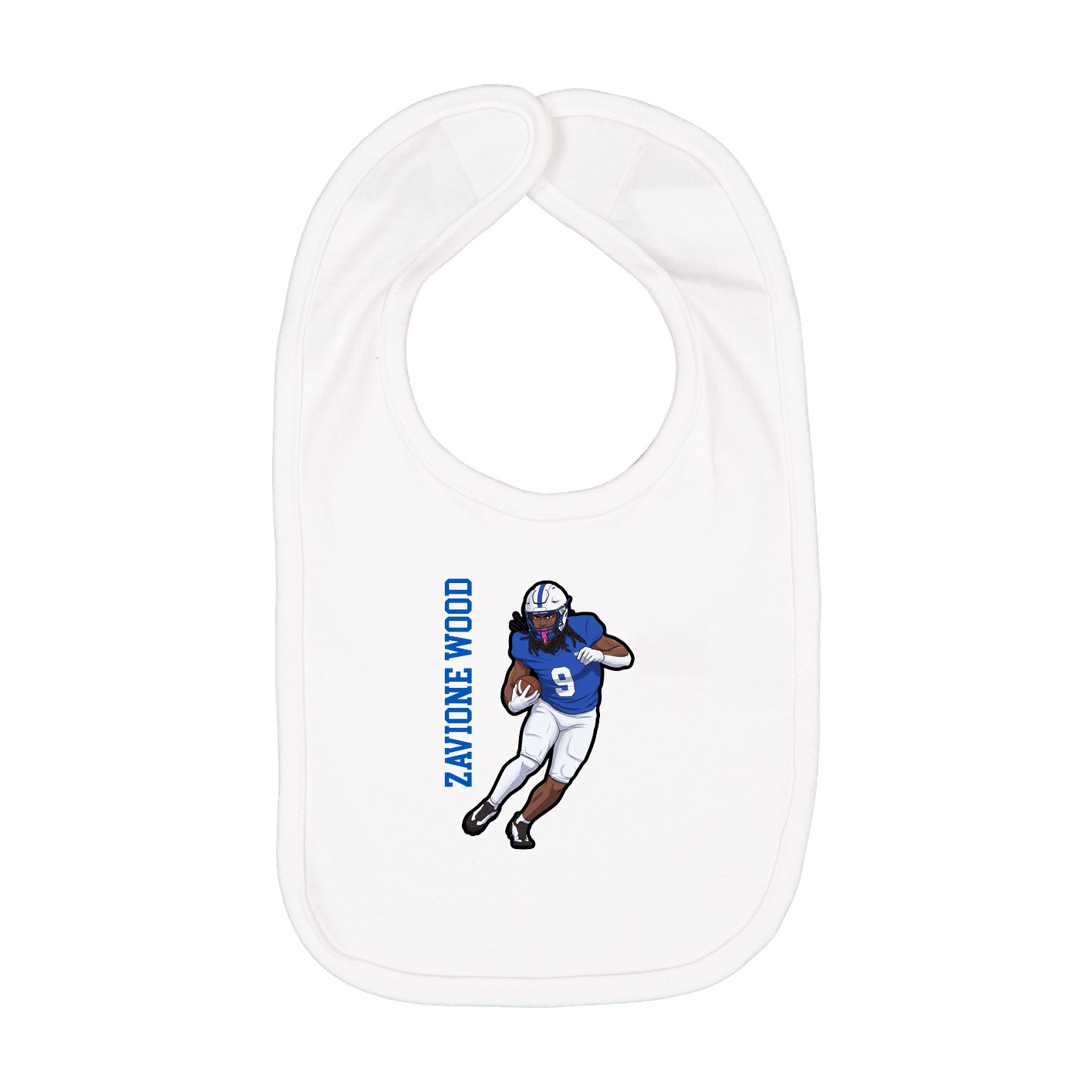 Infant Bib — Name Vertical in White