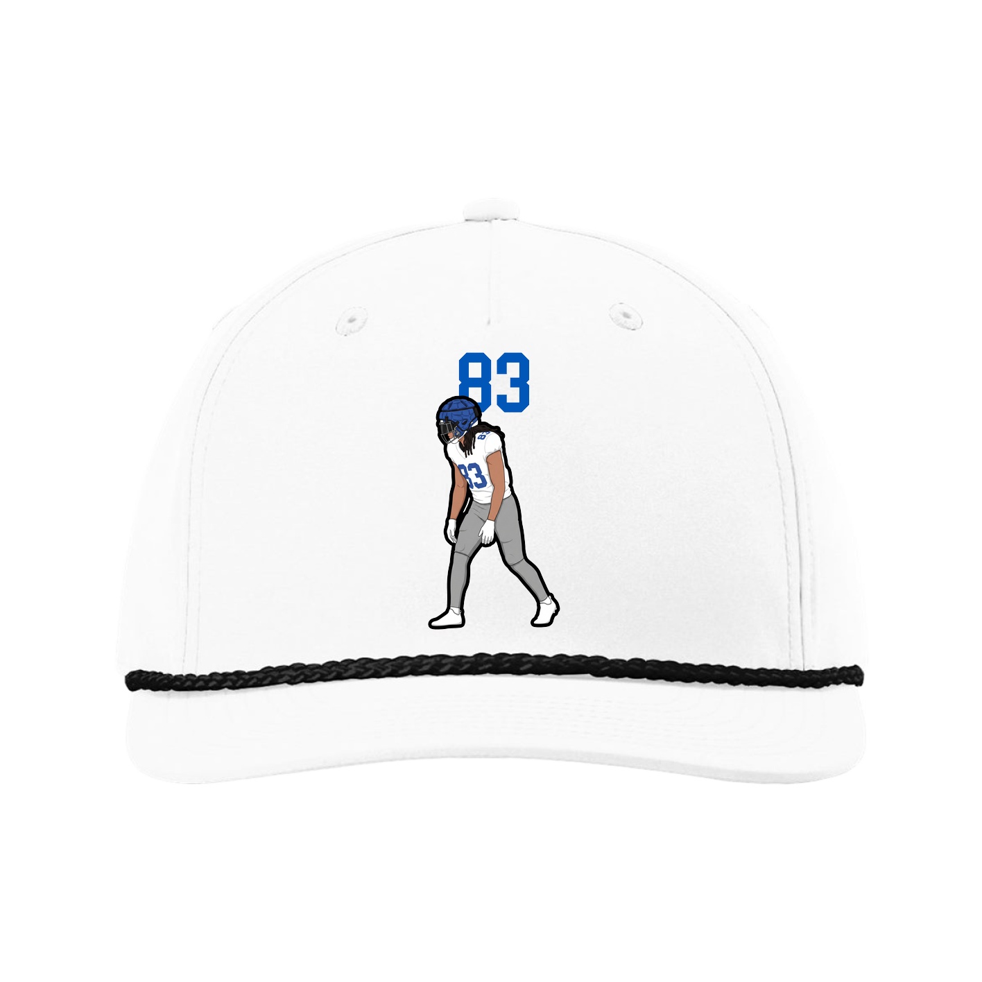 Five-Panel Classic Rope Cap — Number Top in White