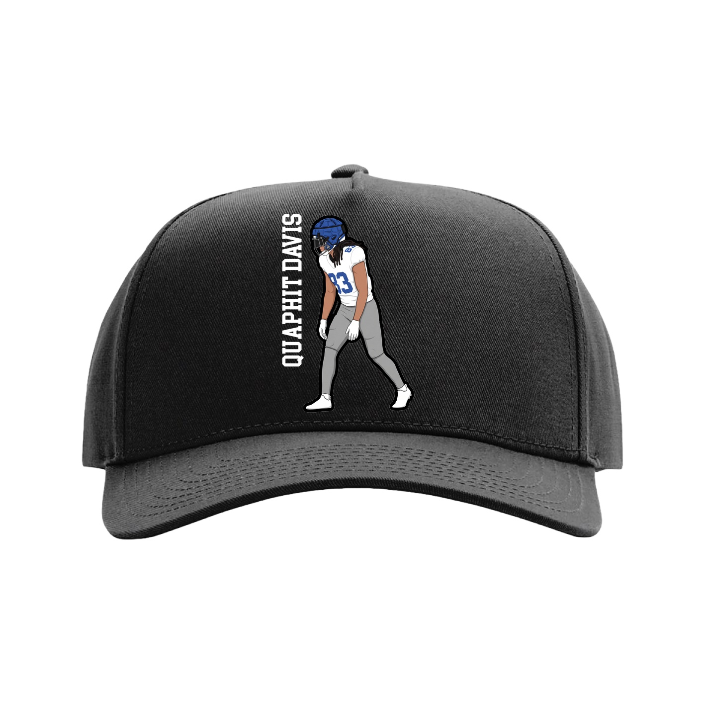 Full Fabric Five-Panel Champ Cap — Name Vertical in Black