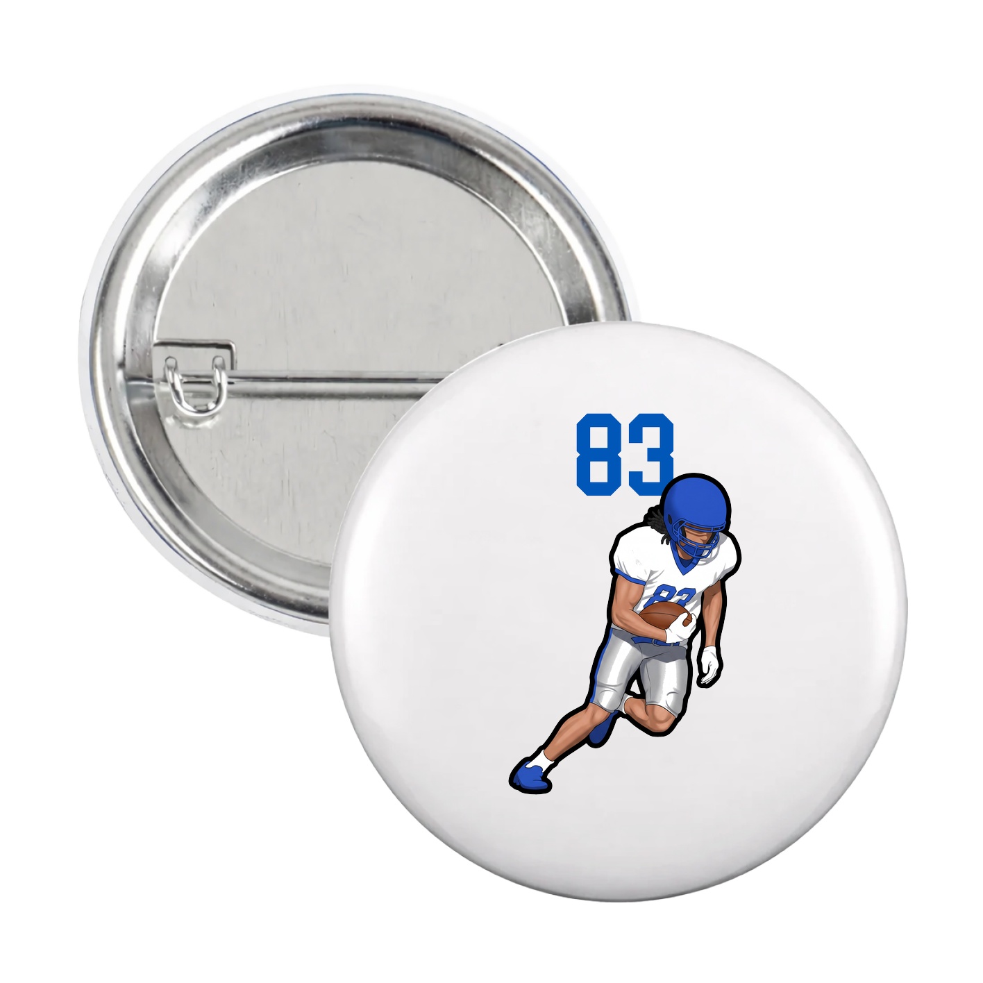 Game Day Button — Number Top in White