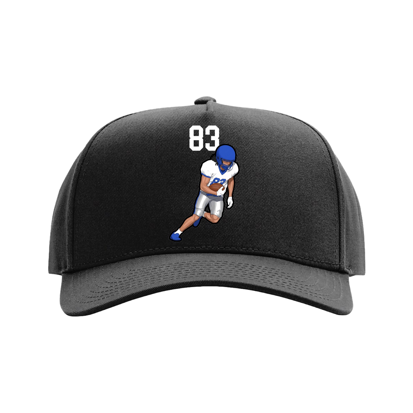 Full Fabric Five-Panel Champ Cap — Number Top in Black