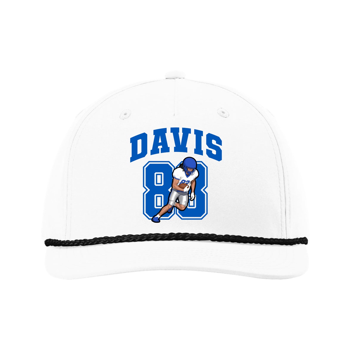 Five-Panel Classic Rope Cap — Number in White
