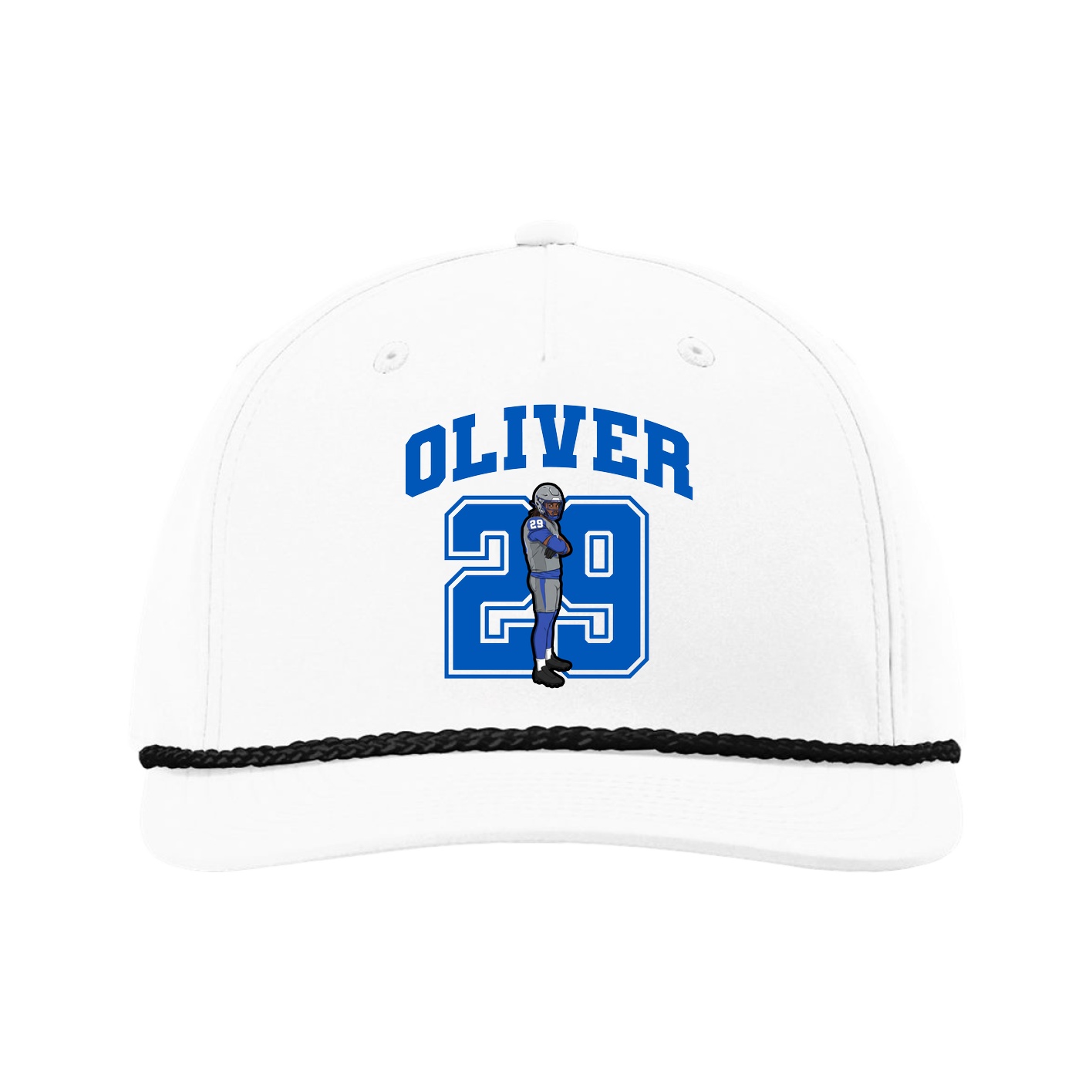 Five-Panel Classic Rope Cap — Number in White