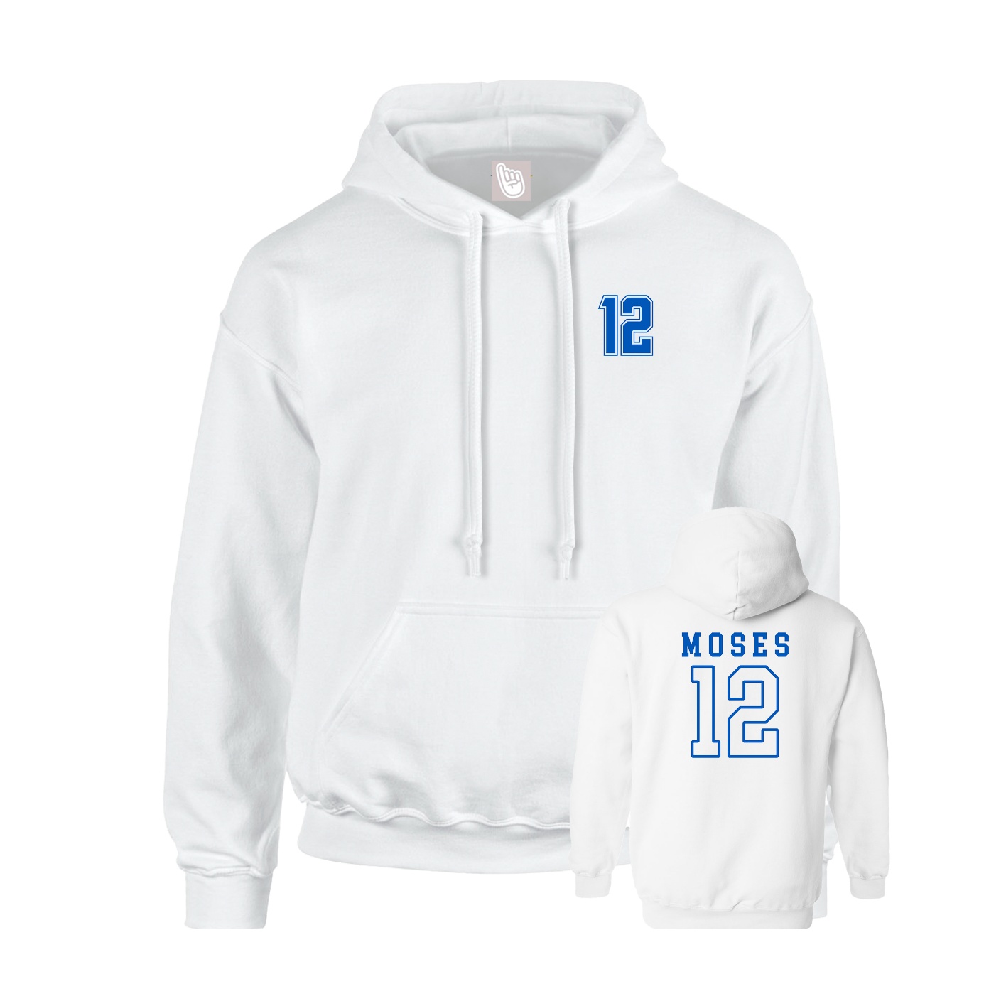 Youth Hoodie — Chest Back in White