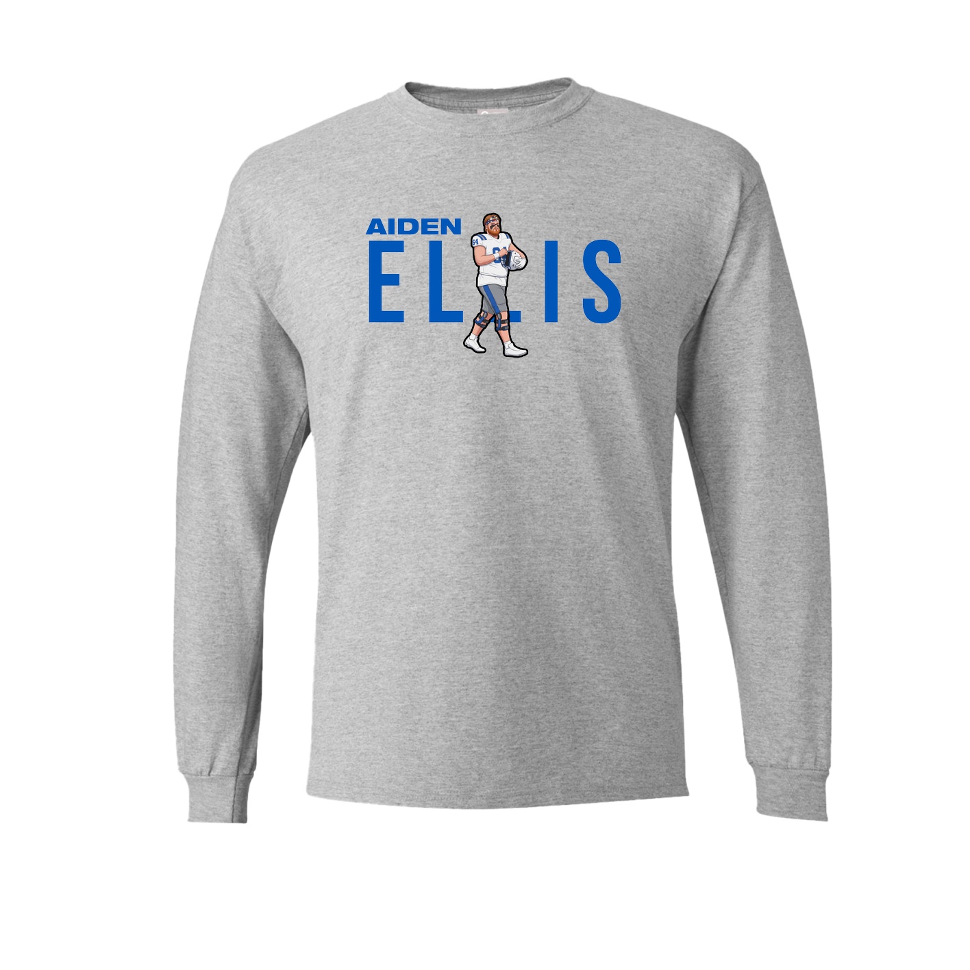 Long Sleeve Tee — Player Name in Grey