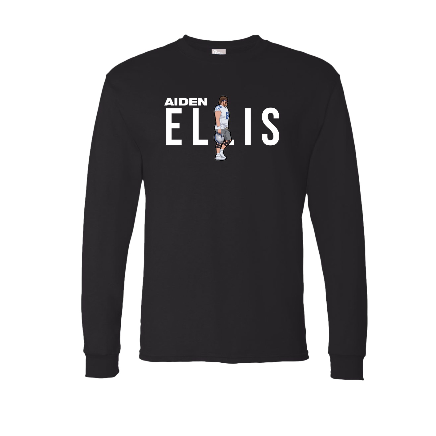 Long Sleeve Tee — Player Name in Black