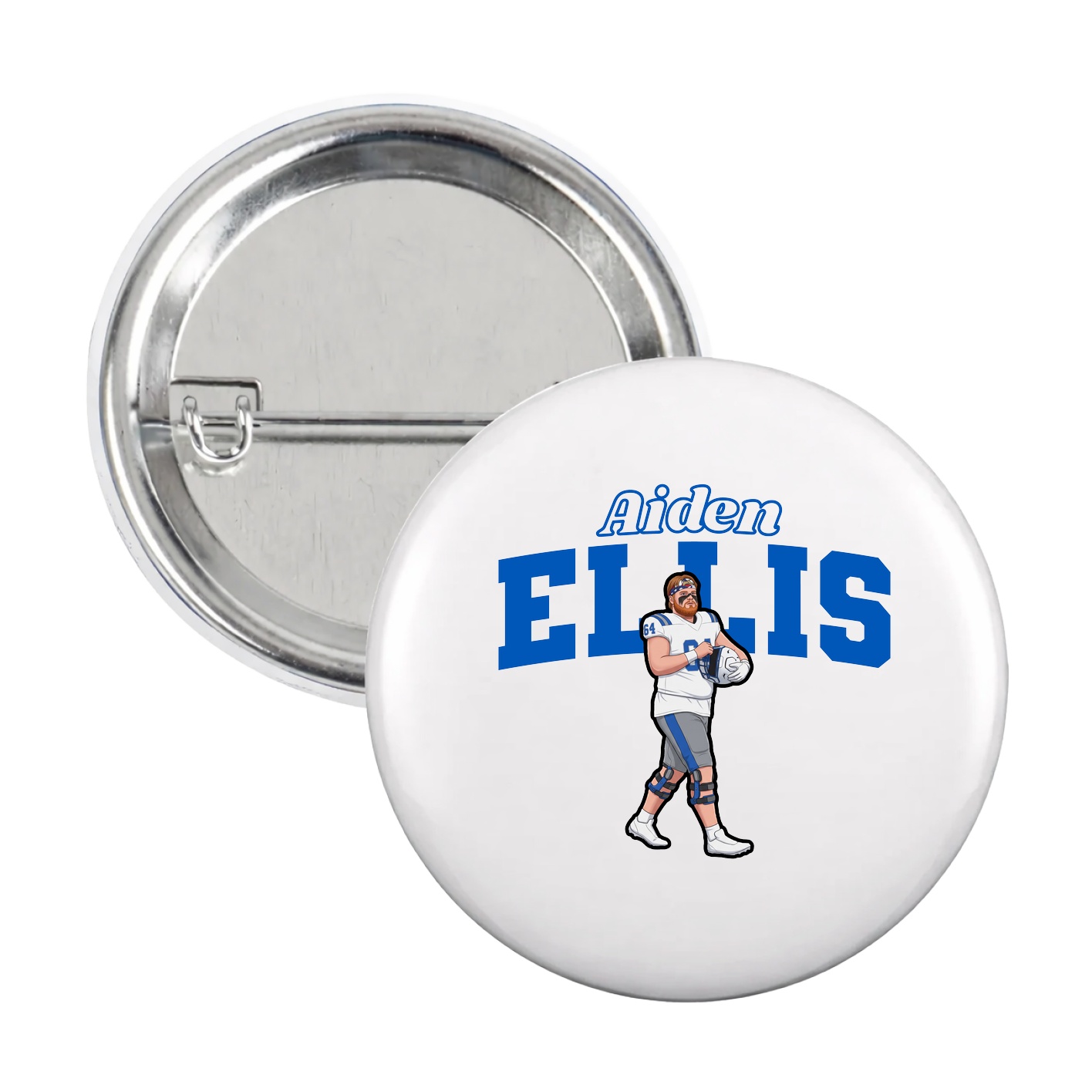 Game Day Button — Name Arch in White