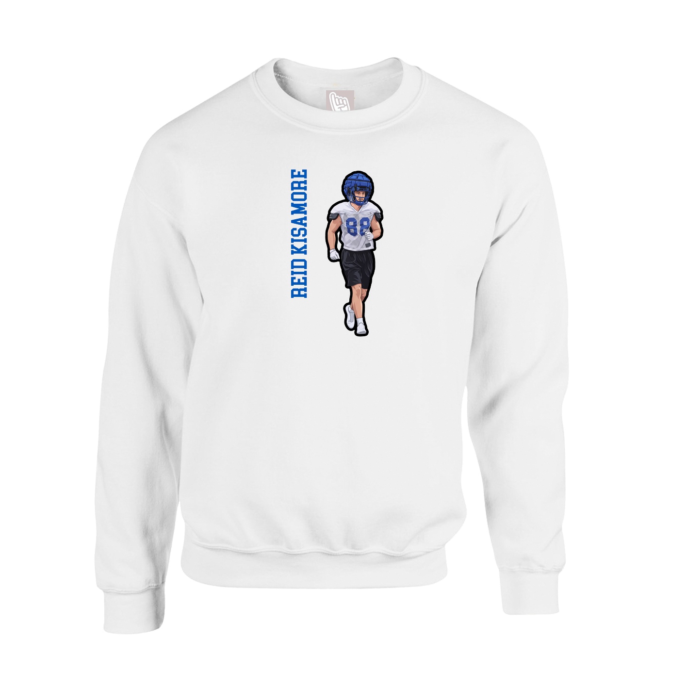 Fleece Crew — Name Vertical in White