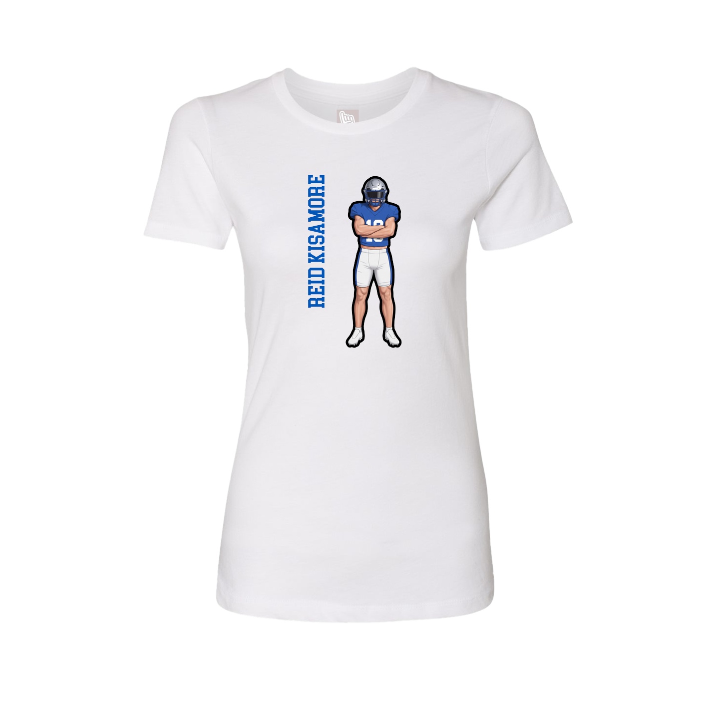 Fitted Women's Tee — Name Vertical in White