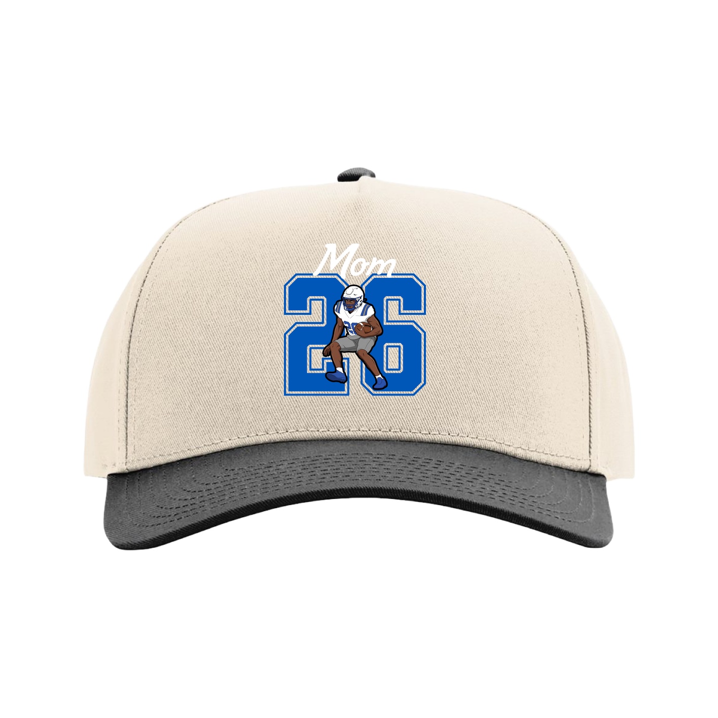 Full Fabric Five-Panel Champ Cap — Mothers Day Shirsey in Cream/Black